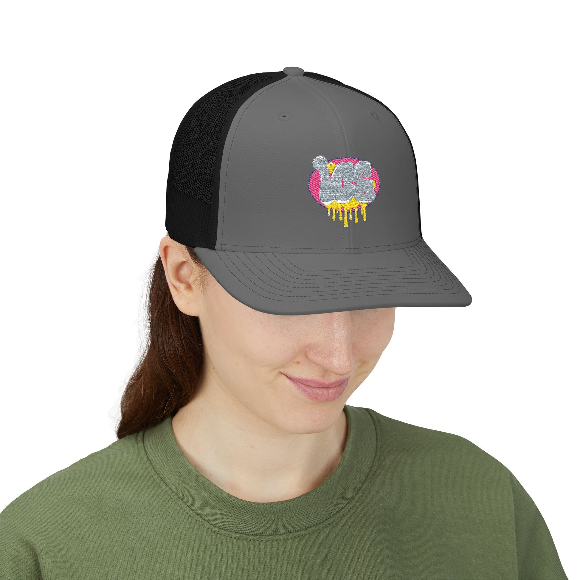Cute Cat Embroidered Snapback Trucker Cap, Cat Lover Gift, Animal Hat, Adjustable Cap for Summer, Fashionable Headwear, Unique Accessories