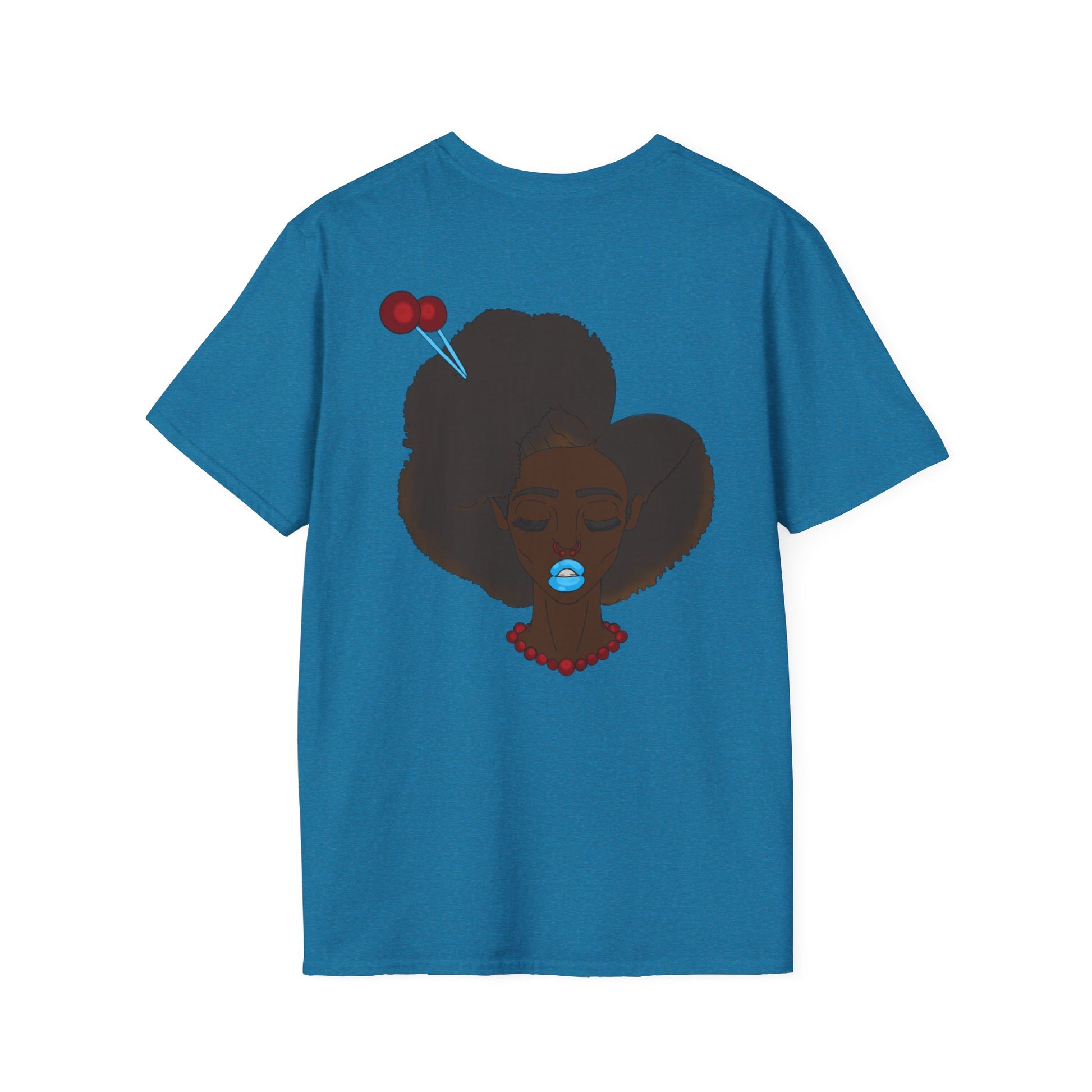 Stylish Graphic Tee with Afro Chibi Design, Cute Casual Top, Gift for Her, Black T-Shirt for Fashion Lovers, Cool Everyday Wear