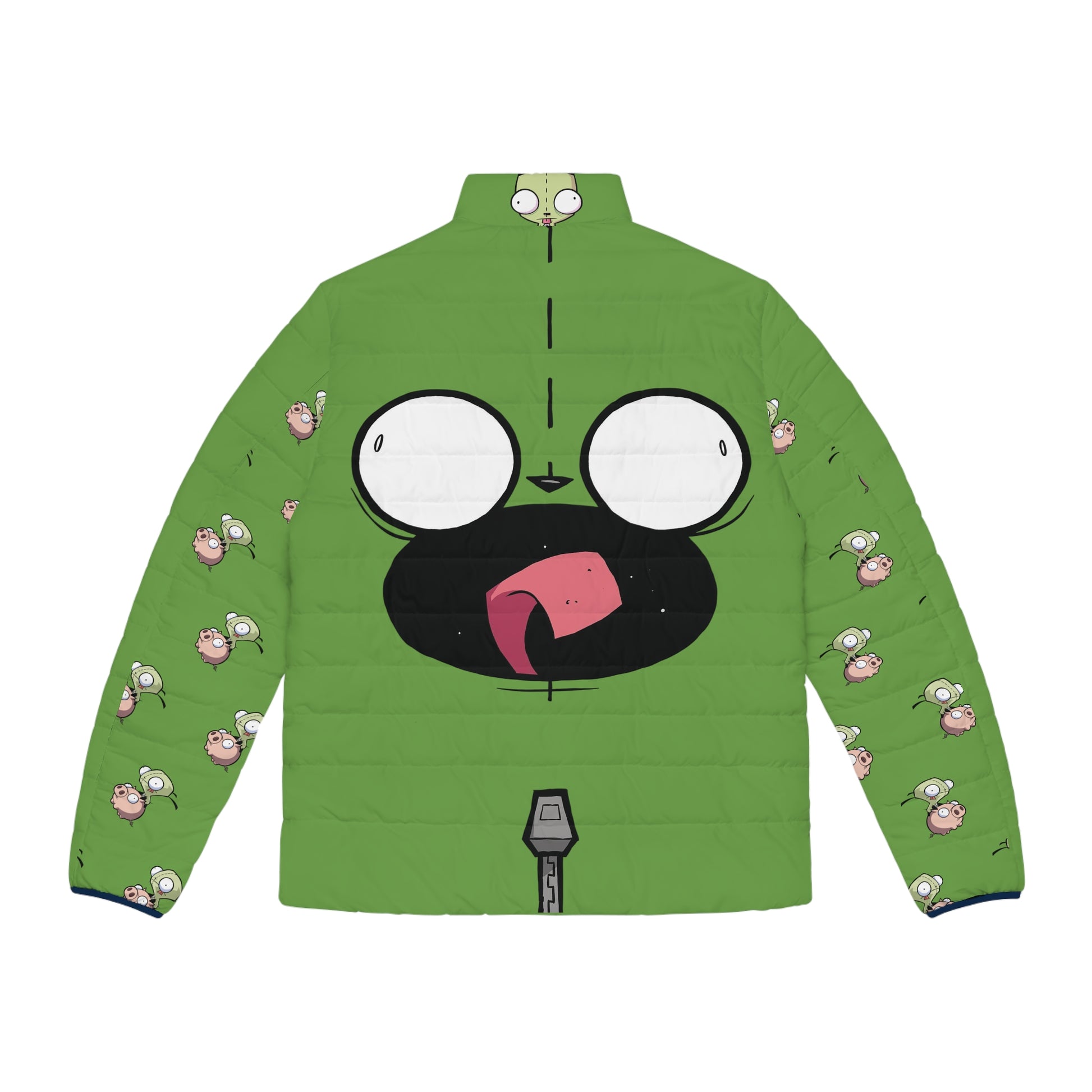 Men's Fun Puffer Jacket, Stylish Outerwear, Cartoon Graphic Coat, Casual Wear, Ideal for Fall and Winter, Unique Gift for Him