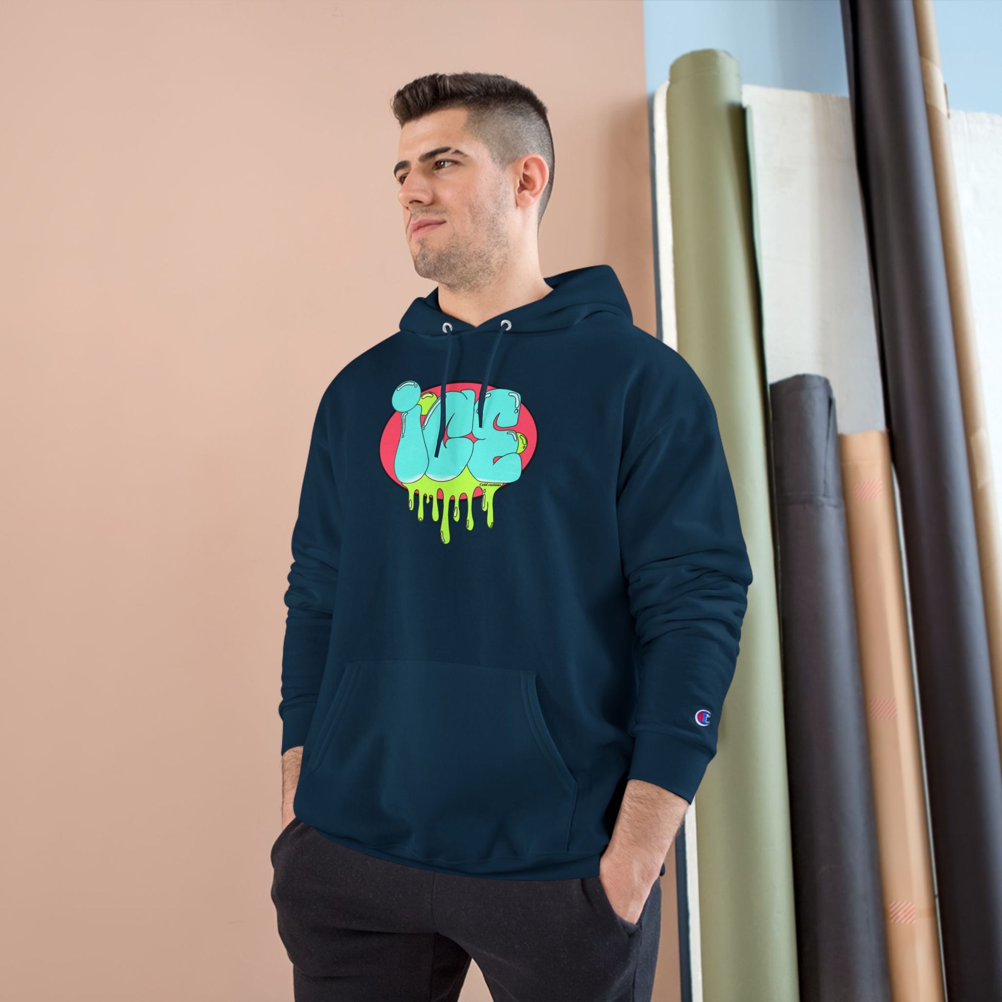 Ice Drip Champion Hoodie - Stylish Streetwear for Teens, Gift for Birthdays, Hip Hop Fashion, Cozy Casual Wear, Unique Graphic Sweatshirt