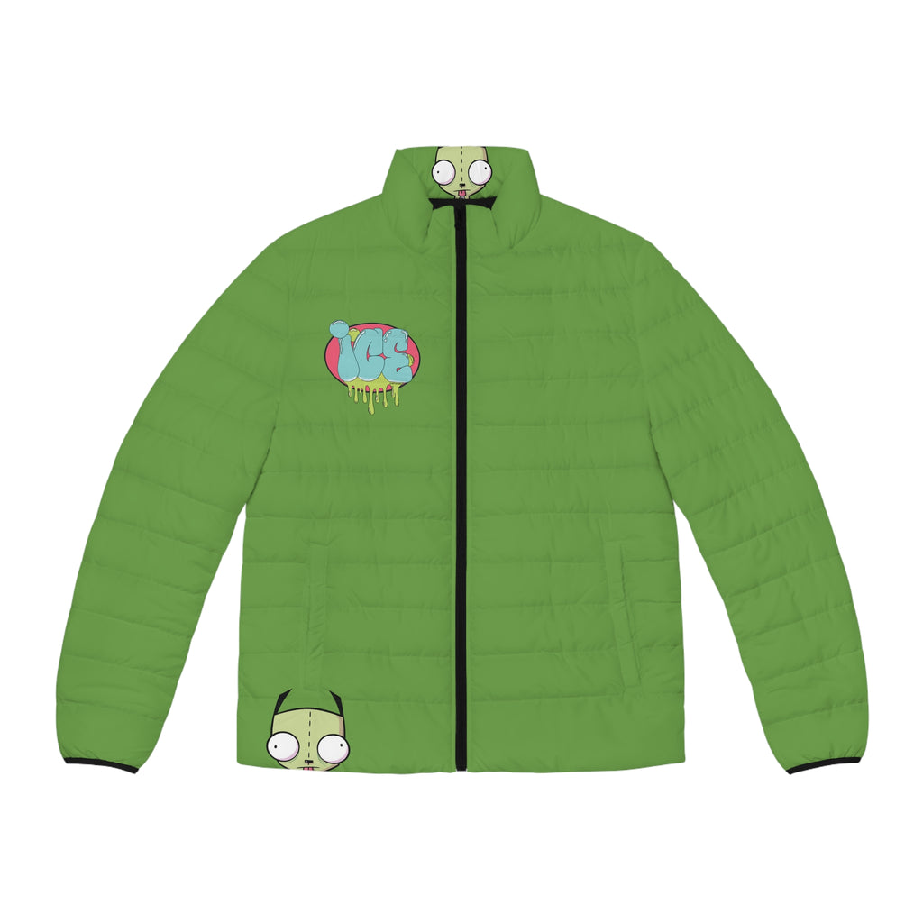 Men's Fun Puffer Jacket, Stylish Outerwear, Cartoon Graphic Coat, Casual Wear, Ideal for Fall and Winter, Unique Gift for Him