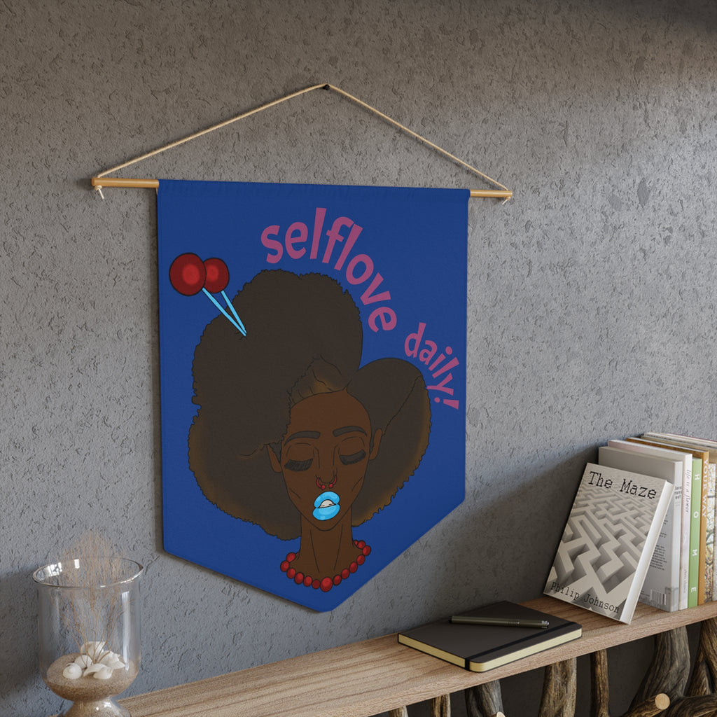 Self-Love Daily Wall Pennant, Inspirational Home Decor, Self Care Banner, Affirmation Wall Hanging, Motivational Art for Her
