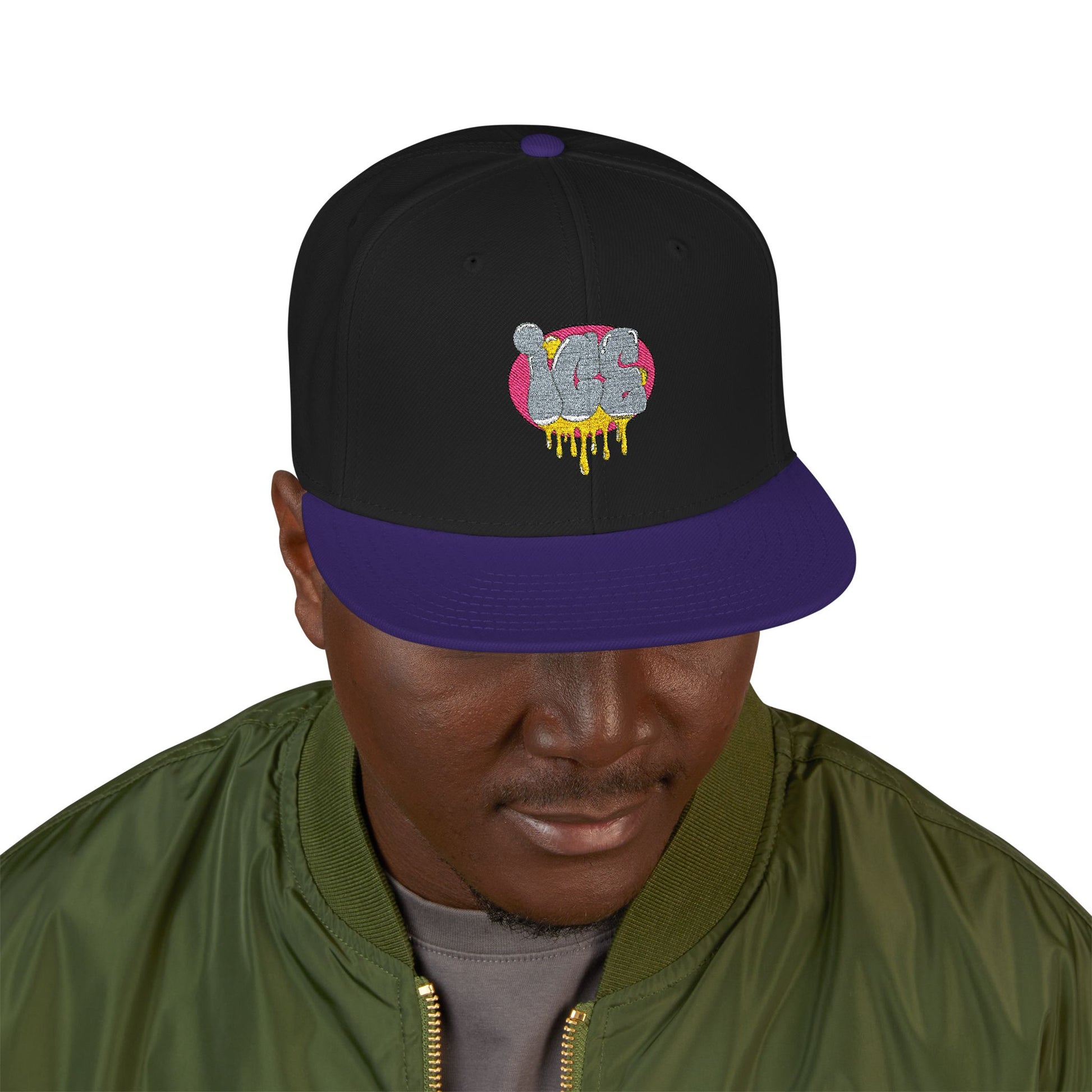Glitter Drip Snapback Hat | Trendy Embroidered Cap for Casual Outfits, Gift for Streetwear Lovers, Summer Accessories, Unique Style
