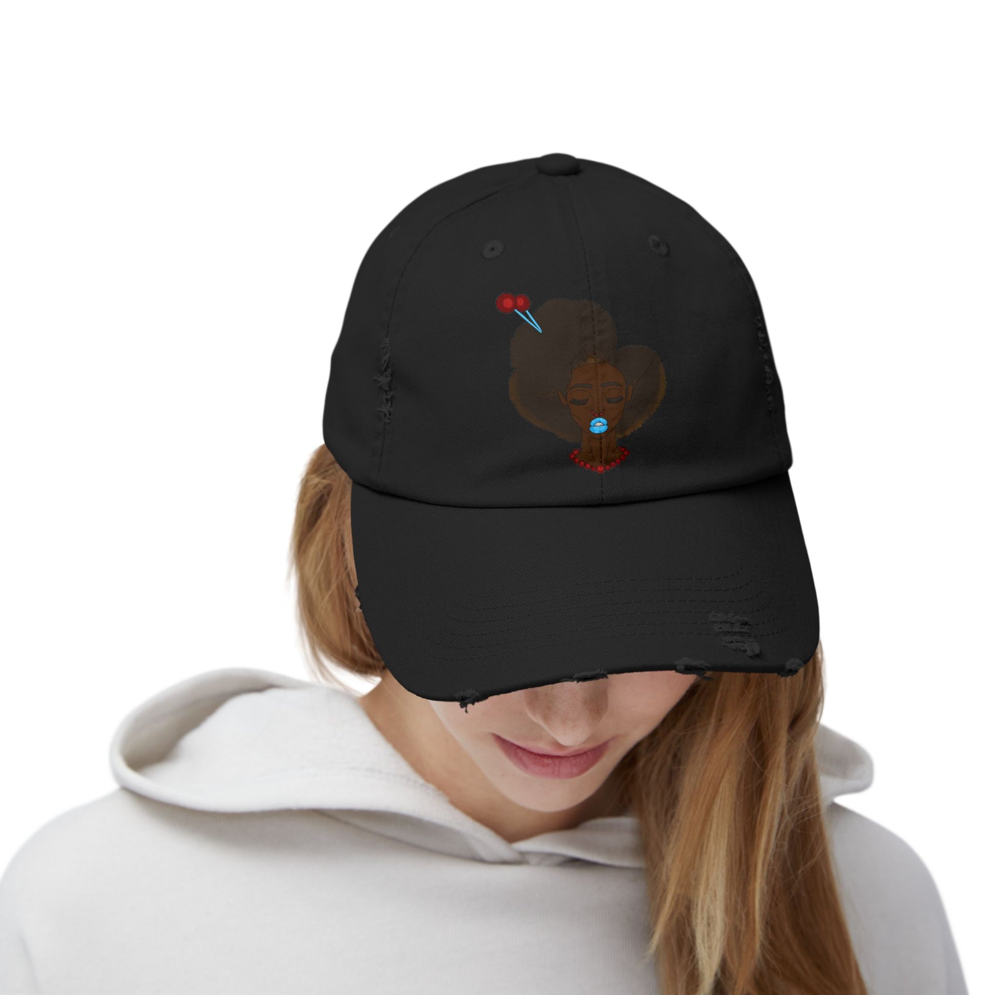 Unisex Distressed Cap with Unique Graphic, Trendy Hat for Everyday Wear, Ideal Gift for Her or Him, Summer Accessory, Casual Fashion