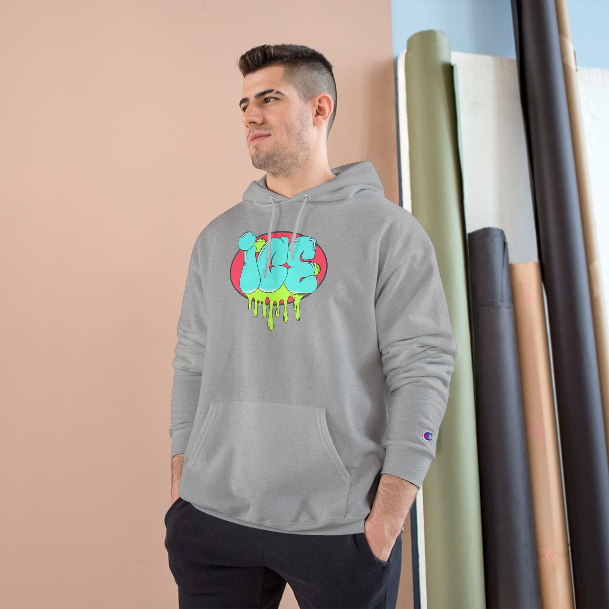 Ice Drip Champion Hoodie - Stylish Streetwear for Teens, Gift for Birthdays, Hip Hop Fashion, Cozy Casual Wear, Unique Graphic Sweatshirt