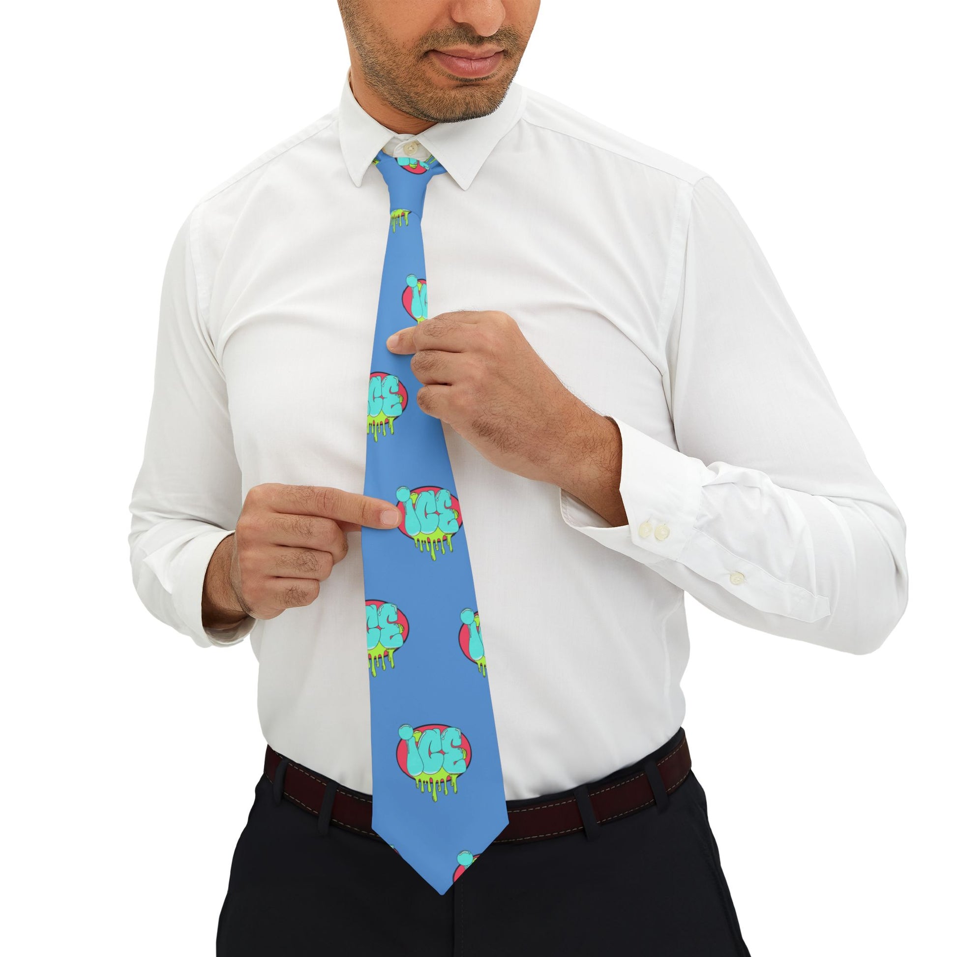 Fun Holiday Necktie, Playful Blue Tie, Christmas Gift Tie, Men's Accessories, Unique Office Wear, Stylish Gift for Him