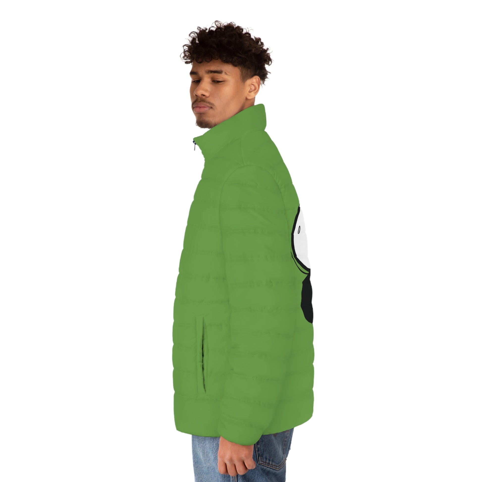 Men's Fun Puffer Jacket, Stylish Outerwear, Cartoon Graphic Coat, Casual Wear, Ideal for Fall and Winter, Unique Gift for Him