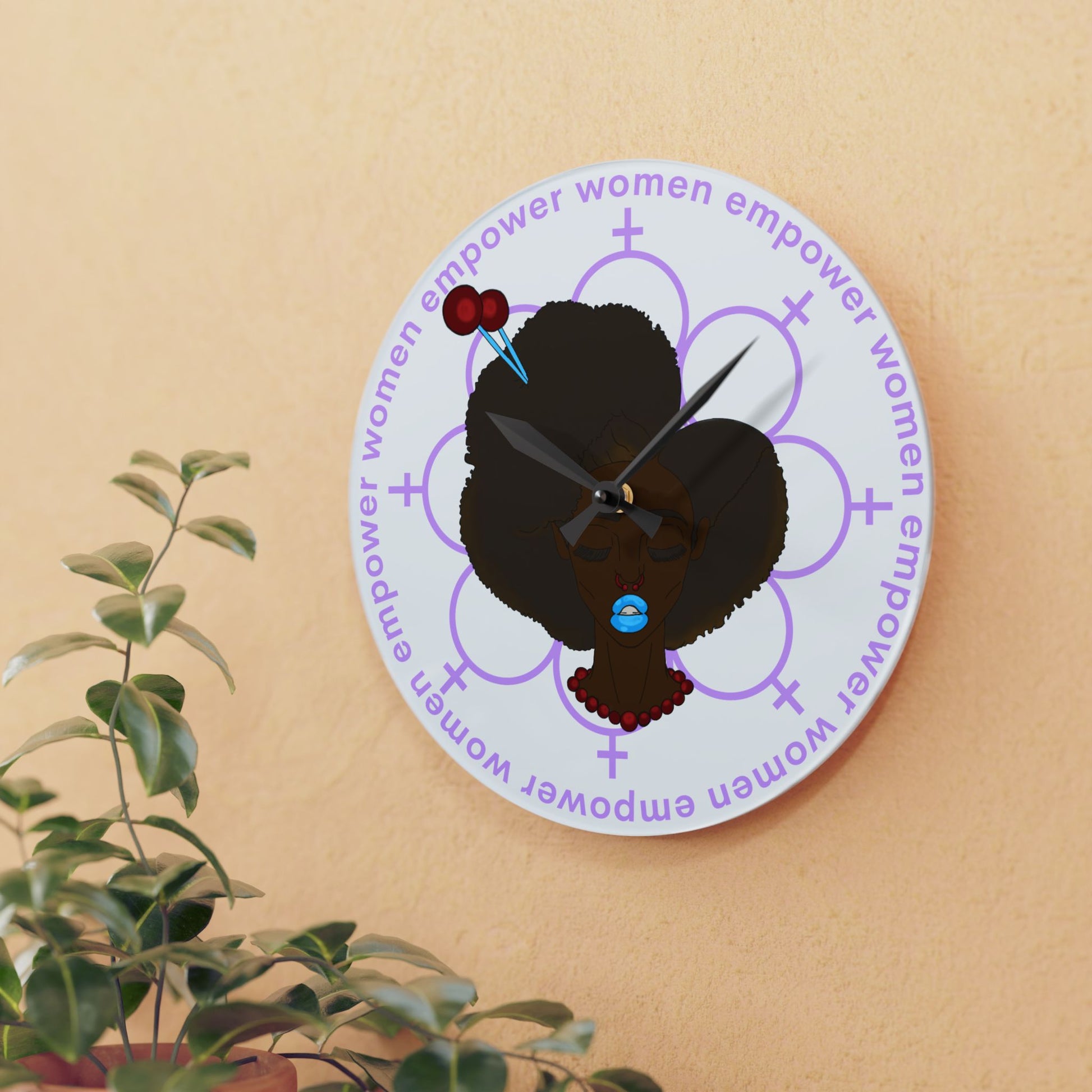 Empowering Woman Acrylic Wall Clock, Feminist Home Decor, Stylish Wall Art, Unique Gift for Her, Black Girl Magic