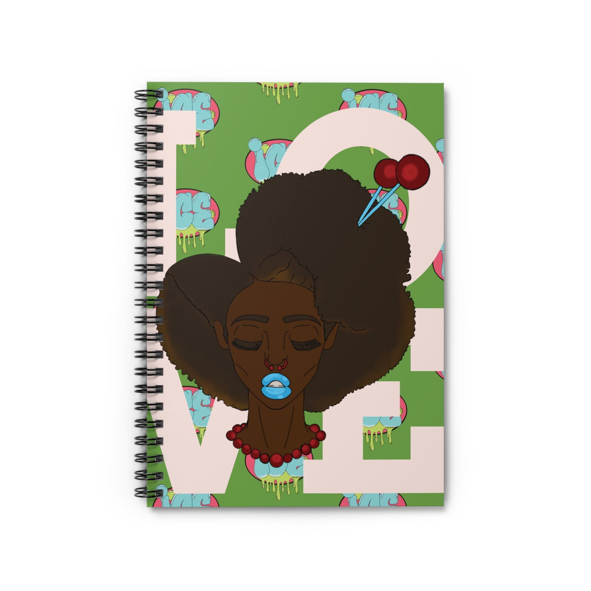 Love Themed Spiral Notebook - Hand-Drawn Art, Journal, School Supplies, Gifts for Her, Note-taking