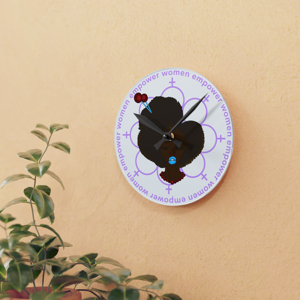 Empowering Woman Acrylic Wall Clock, Feminist Home Decor, Stylish Wall Art, Unique Gift for Her, Black Girl Magic