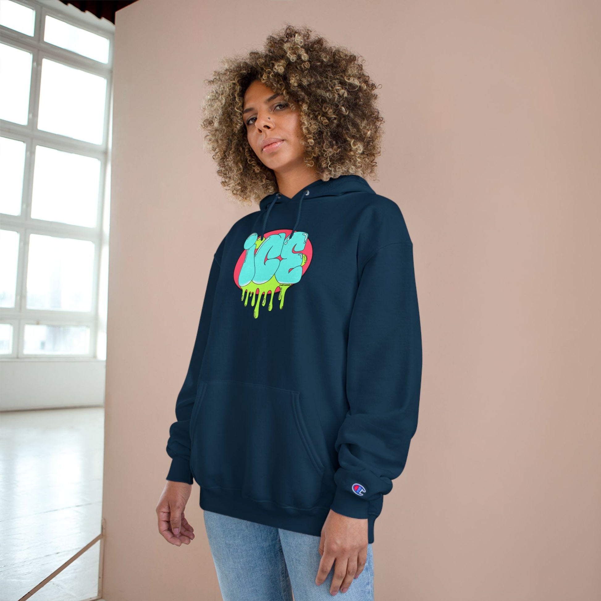 Ice Drip Champion Hoodie - Stylish Streetwear for Teens, Gift for Birthdays, Hip Hop Fashion, Cozy Casual Wear, Unique Graphic Sweatshirt