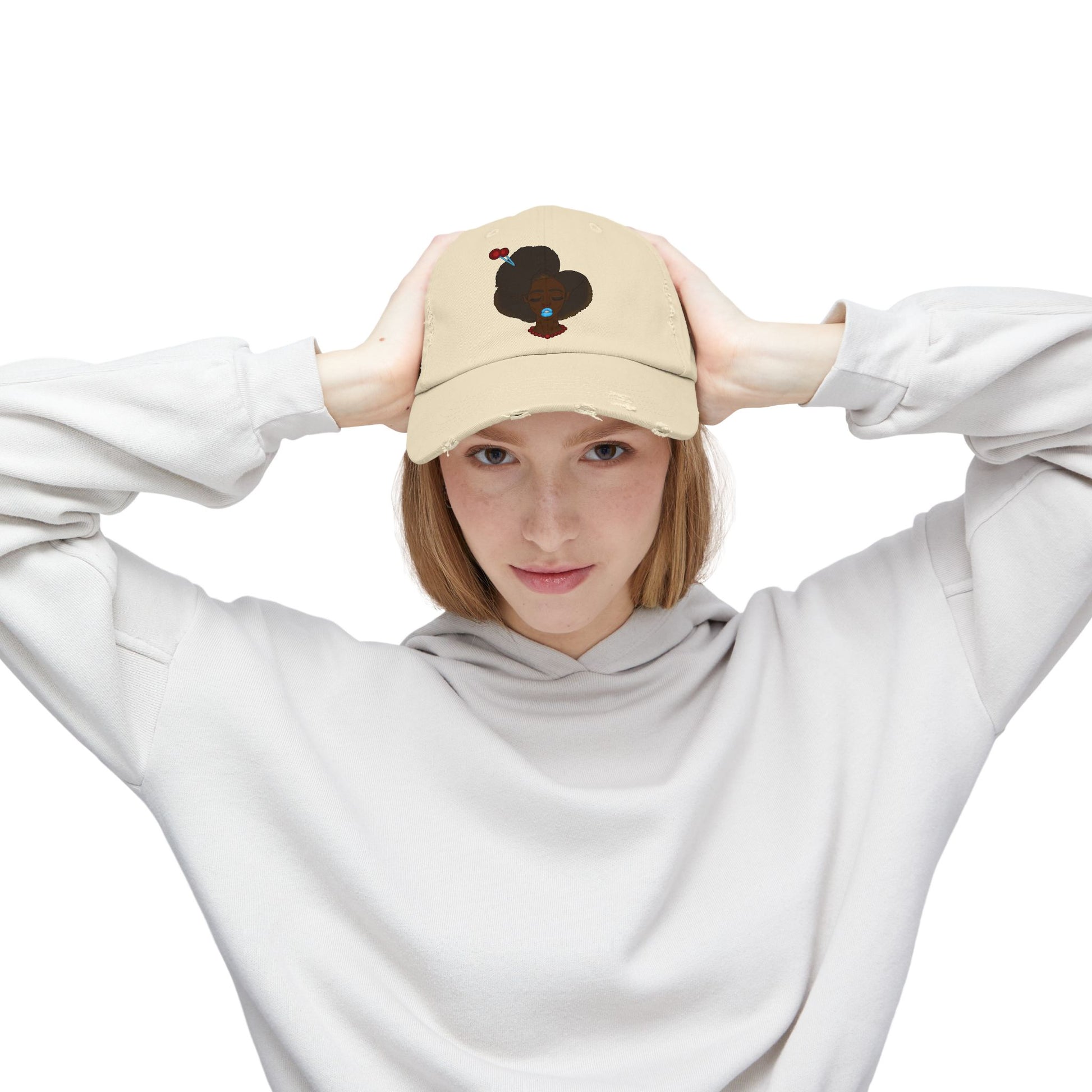 Unisex Distressed Cap with Unique Graphic, Trendy Hat for Everyday Wear, Ideal Gift for Her or Him, Summer Accessory, Casual Fashion
