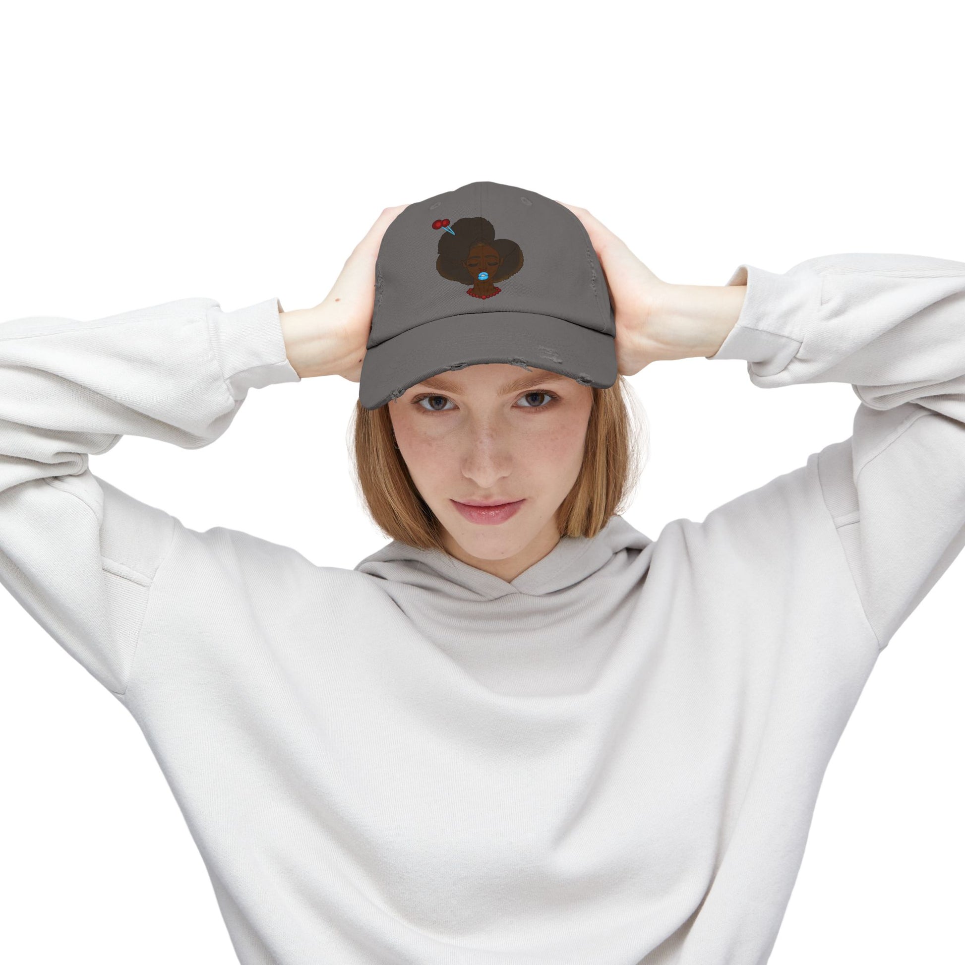 Unisex Distressed Cap with Unique Graphic, Trendy Hat for Everyday Wear, Ideal Gift for Her or Him, Summer Accessory, Casual Fashion