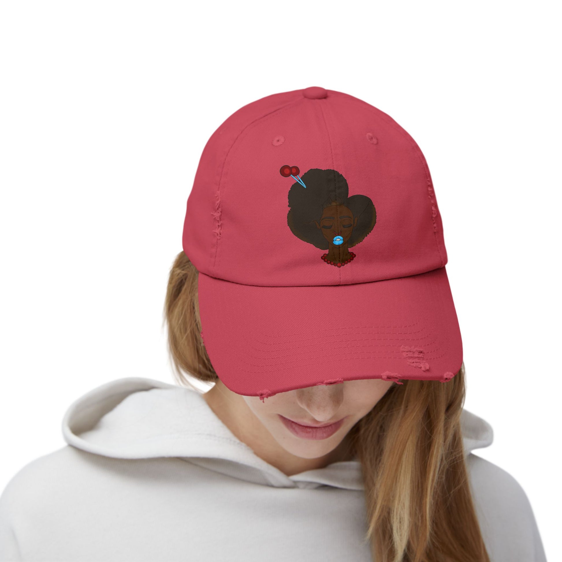 Unisex Distressed Cap with Unique Graphic, Trendy Hat for Everyday Wear, Ideal Gift for Her or Him, Summer Accessory, Casual Fashion