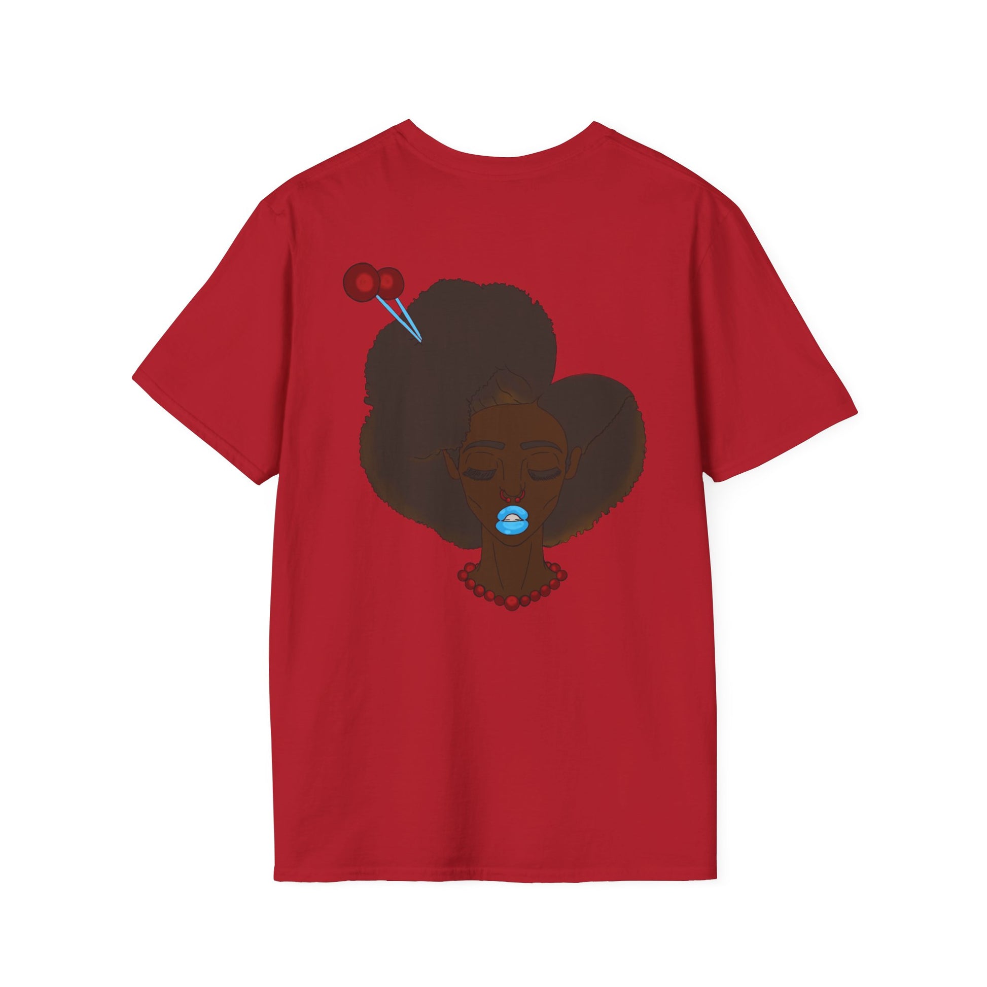 Stylish Graphic Tee with Afro Chibi Design, Cute Casual Top, Gift for Her, Black T-Shirt for Fashion Lovers, Cool Everyday Wear