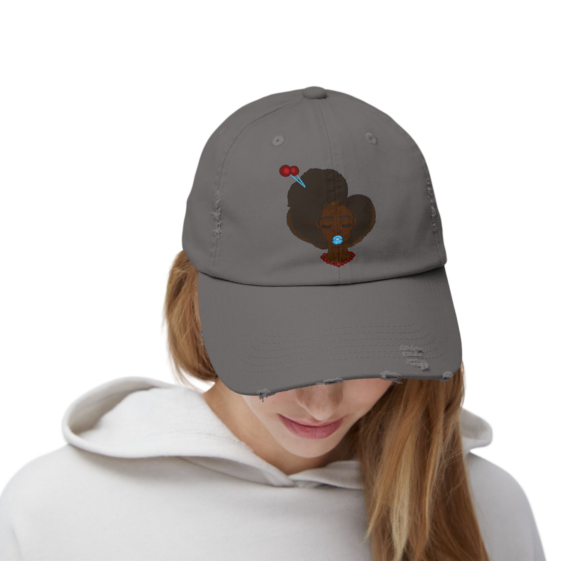 Unisex Distressed Cap with Unique Graphic, Trendy Hat for Everyday Wear, Ideal Gift for Her or Him, Summer Accessory, Casual Fashion