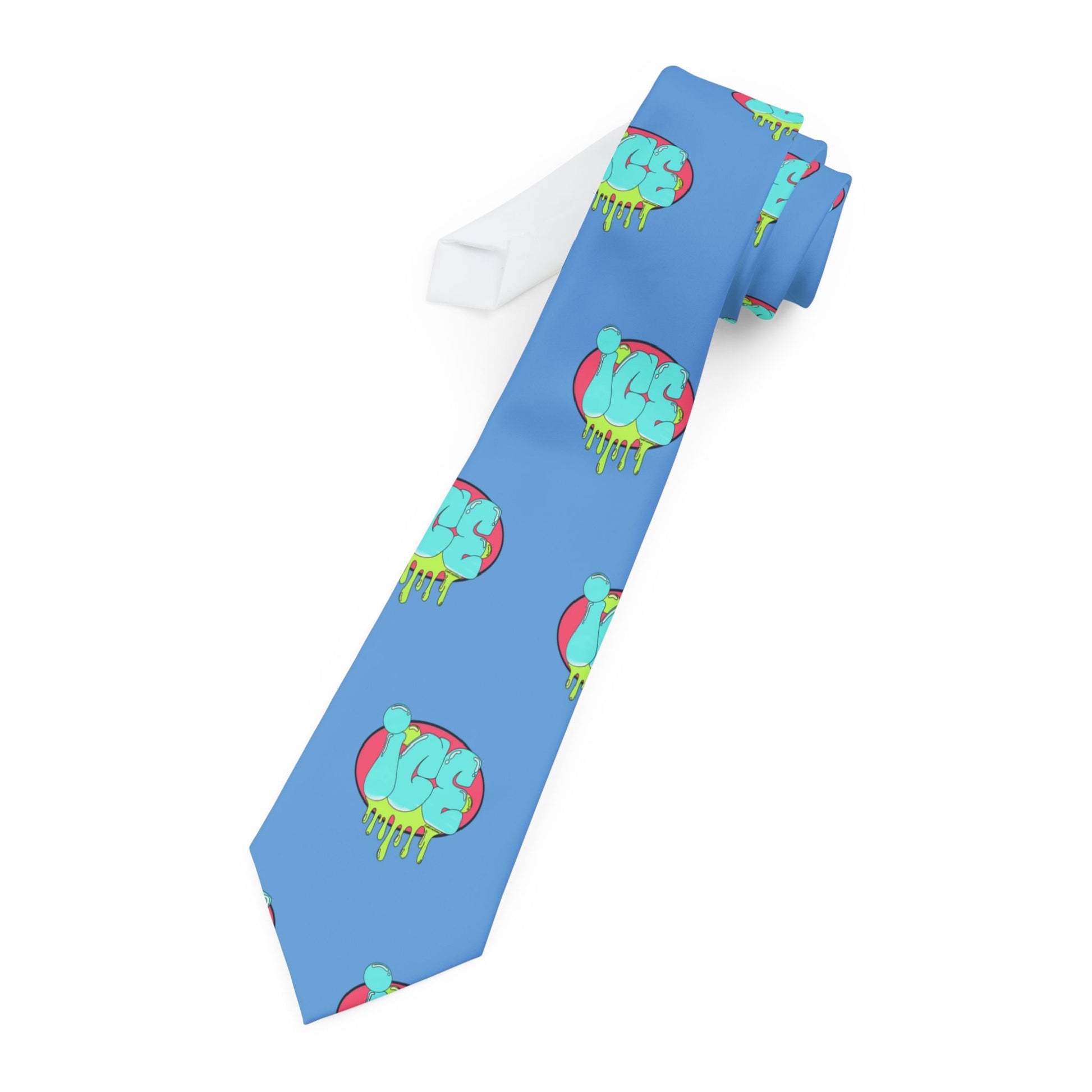 Fun Holiday Necktie, Playful Blue Tie, Christmas Gift Tie, Men's Accessories, Unique Office Wear, Stylish Gift for Him