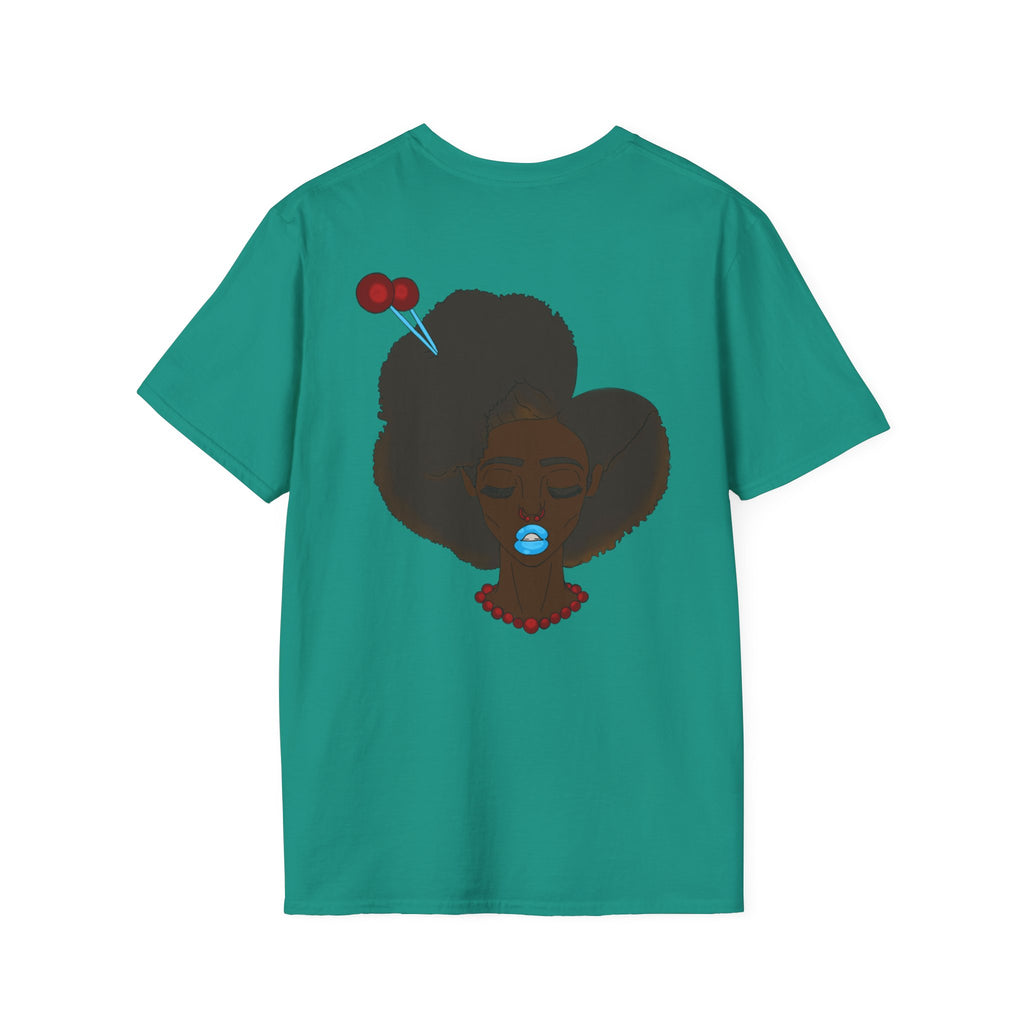Stylish Graphic Tee with Afro Chibi Design, Cute Casual Top, Gift for Her, Black T-Shirt for Fashion Lovers, Cool Everyday Wear