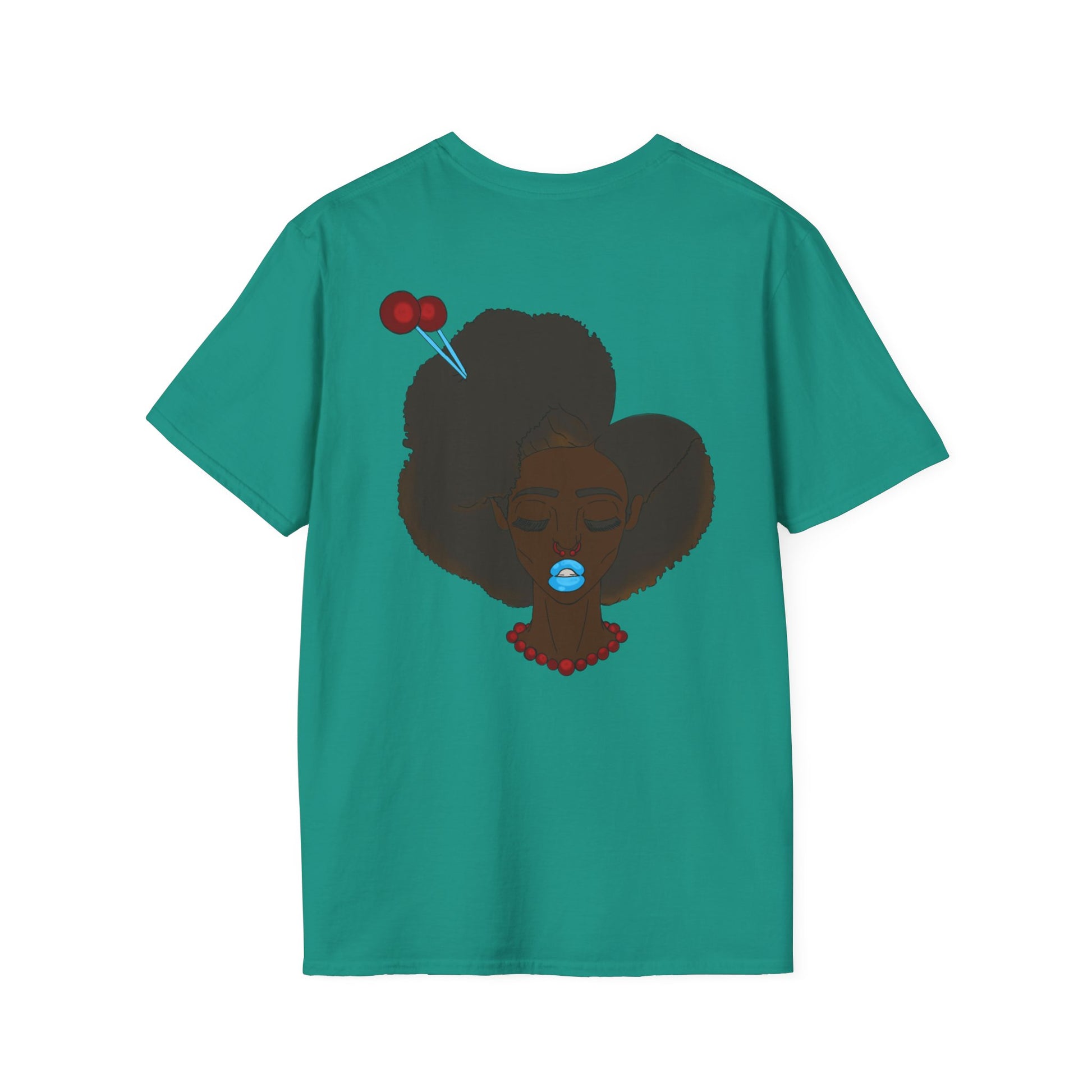 Stylish Graphic Tee with Afro Chibi Design, Cute Casual Top, Gift for Her, Black T-Shirt for Fashion Lovers, Cool Everyday Wear