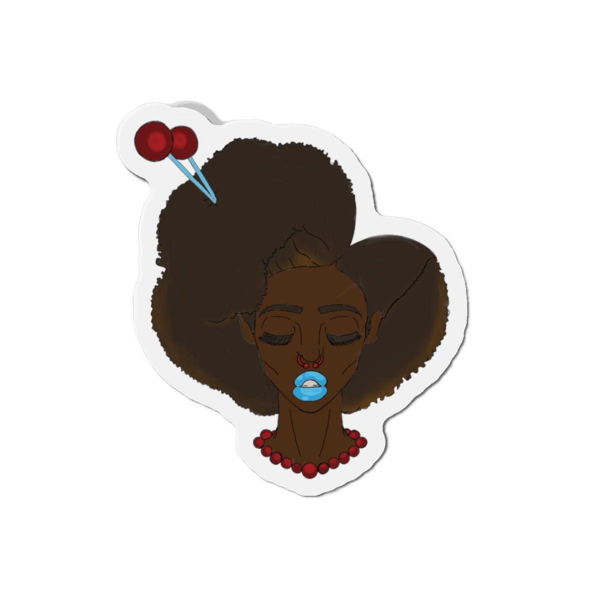 Artistic Afro Woman Die-Cut Magnet, Feminine Home Decor, Fridge Magnet, Unique Gift, Black Culture Art