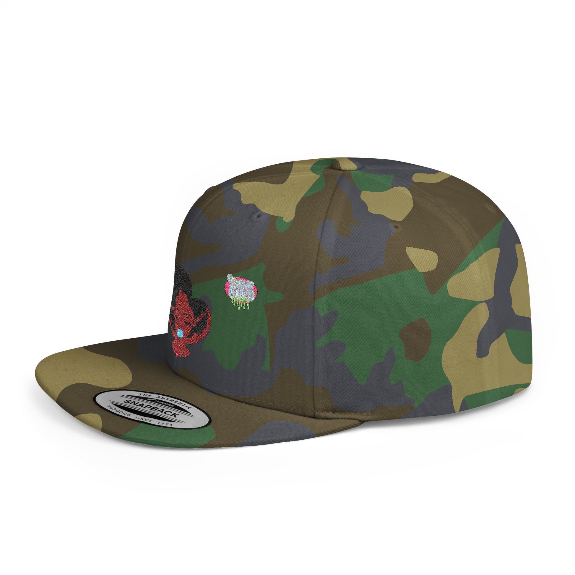 Camouflage Flat Bill Snapback Hat, Trendy Streetwear Cap, Outdoor Adventure Gear, Cool Gift for Him, Casual Everyday Style