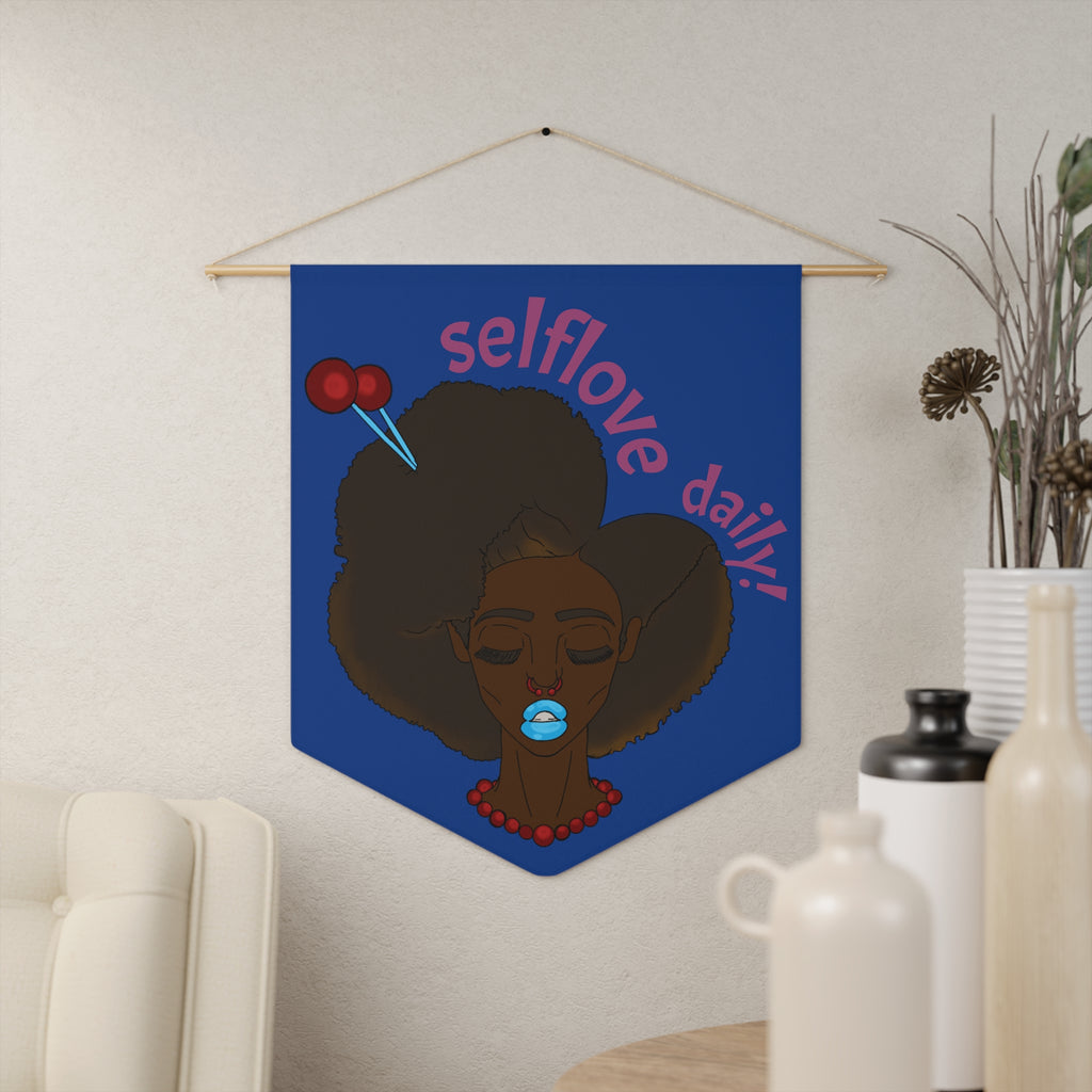 Self-Love Daily Wall Pennant, Inspirational Home Decor, Self Care Banner, Affirmation Wall Hanging, Motivational Art for Her