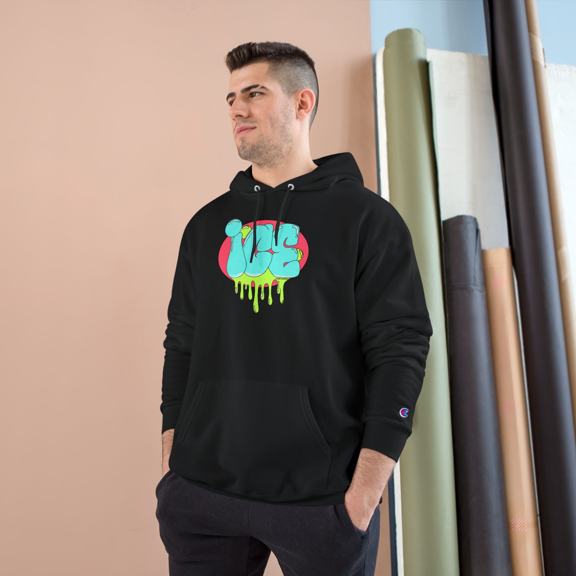 Ice Drip Champion Hoodie - Stylish Streetwear for Teens, Gift for Birthdays, Hip Hop Fashion, Cozy Casual Wear, Unique Graphic Sweatshirt