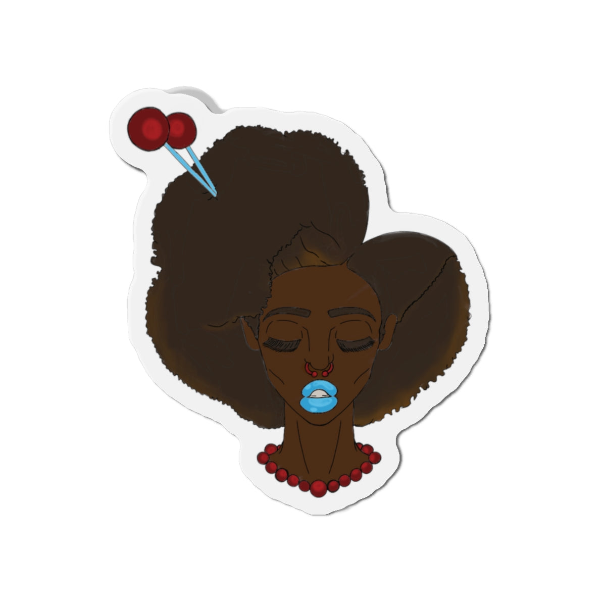 Artistic Afro Woman Die-Cut Magnet, Feminine Home Decor, Fridge Magnet, Unique Gift, Black Culture Art