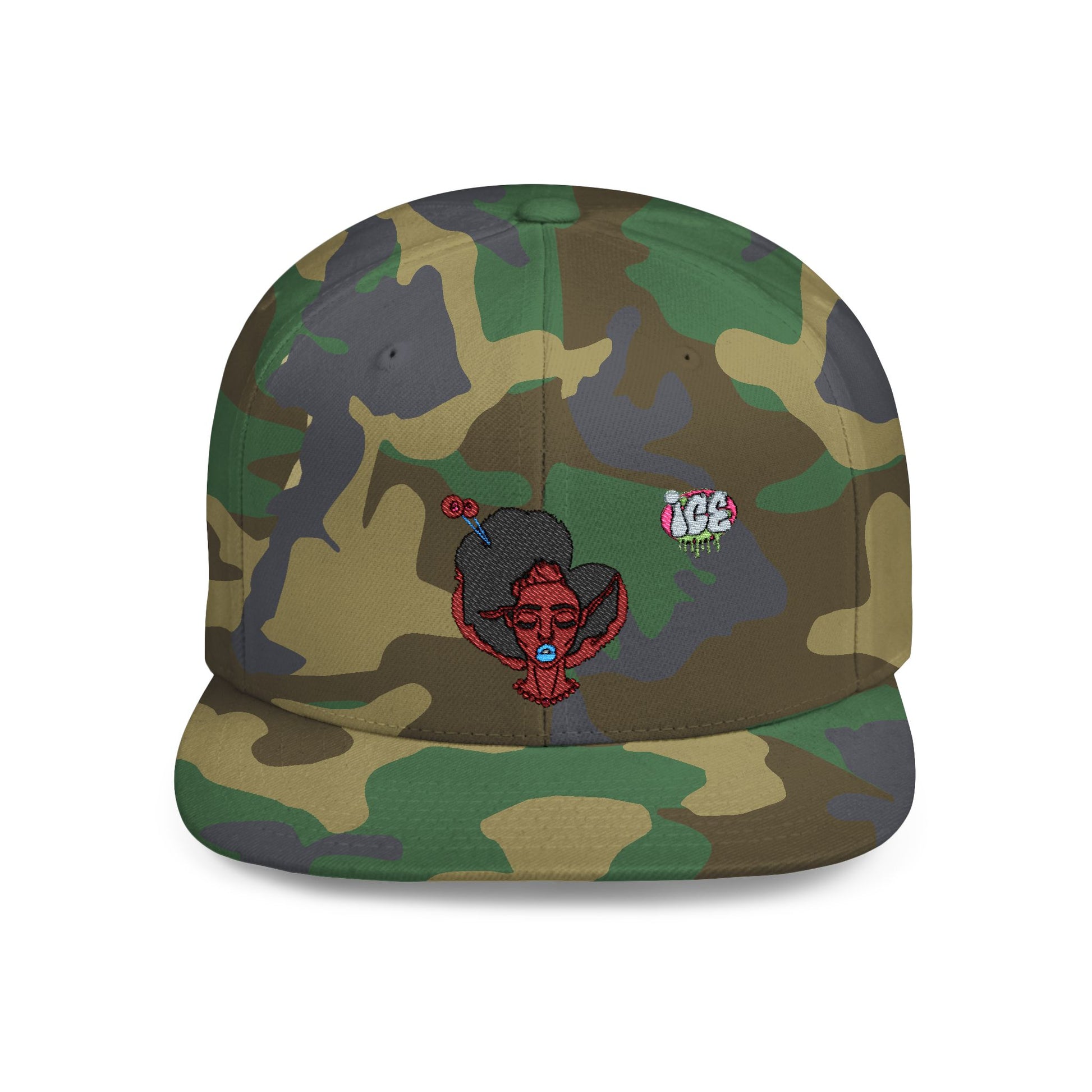 Camouflage Flat Bill Snapback Hat, Trendy Streetwear Cap, Outdoor Adventure Gear, Cool Gift for Him, Casual Everyday Style