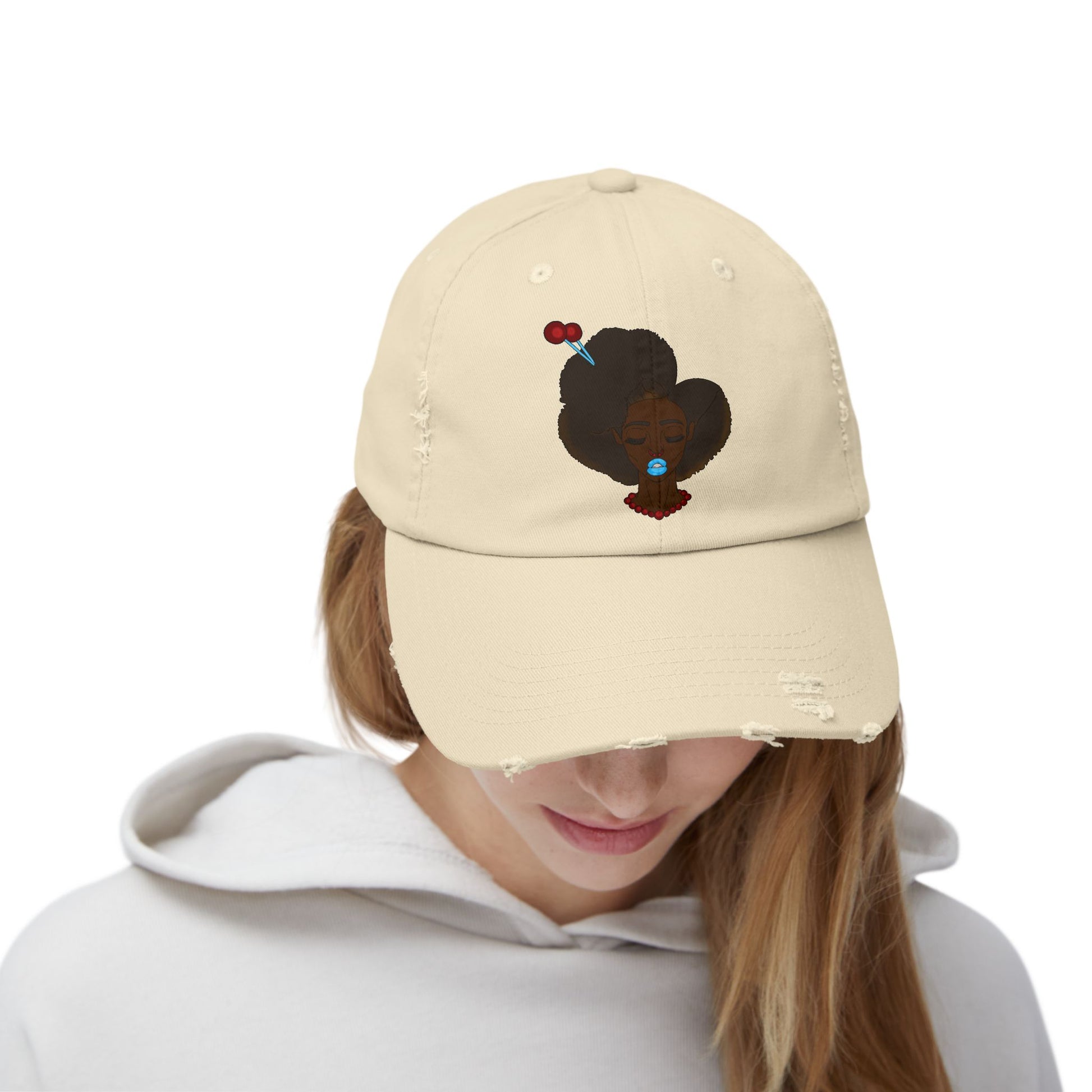 Unisex Distressed Cap with Unique Graphic, Trendy Hat for Everyday Wear, Ideal Gift for Her or Him, Summer Accessory, Casual Fashion