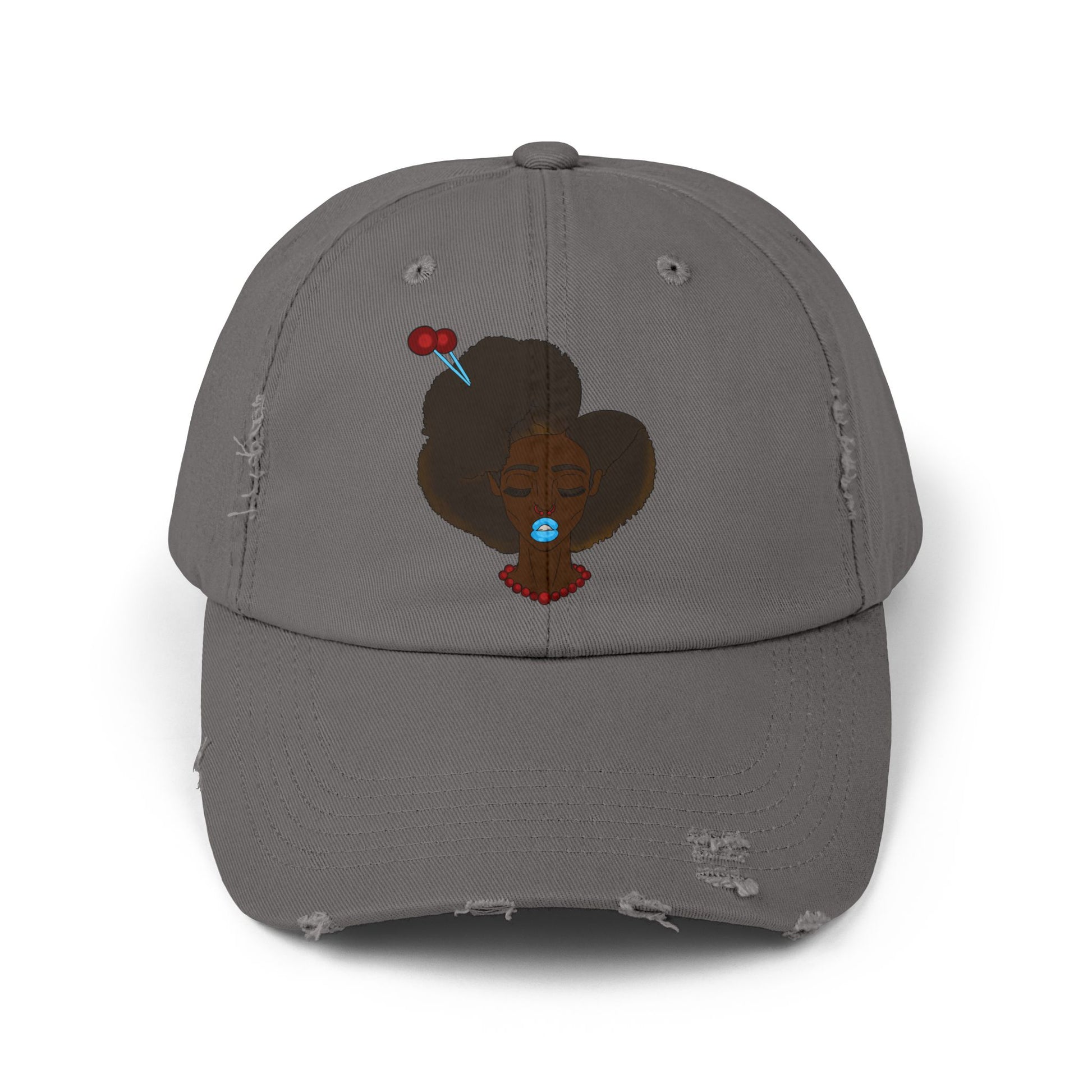 Unisex Distressed Cap with Unique Graphic, Trendy Hat for Everyday Wear, Ideal Gift for Her or Him, Summer Accessory, Casual Fashion