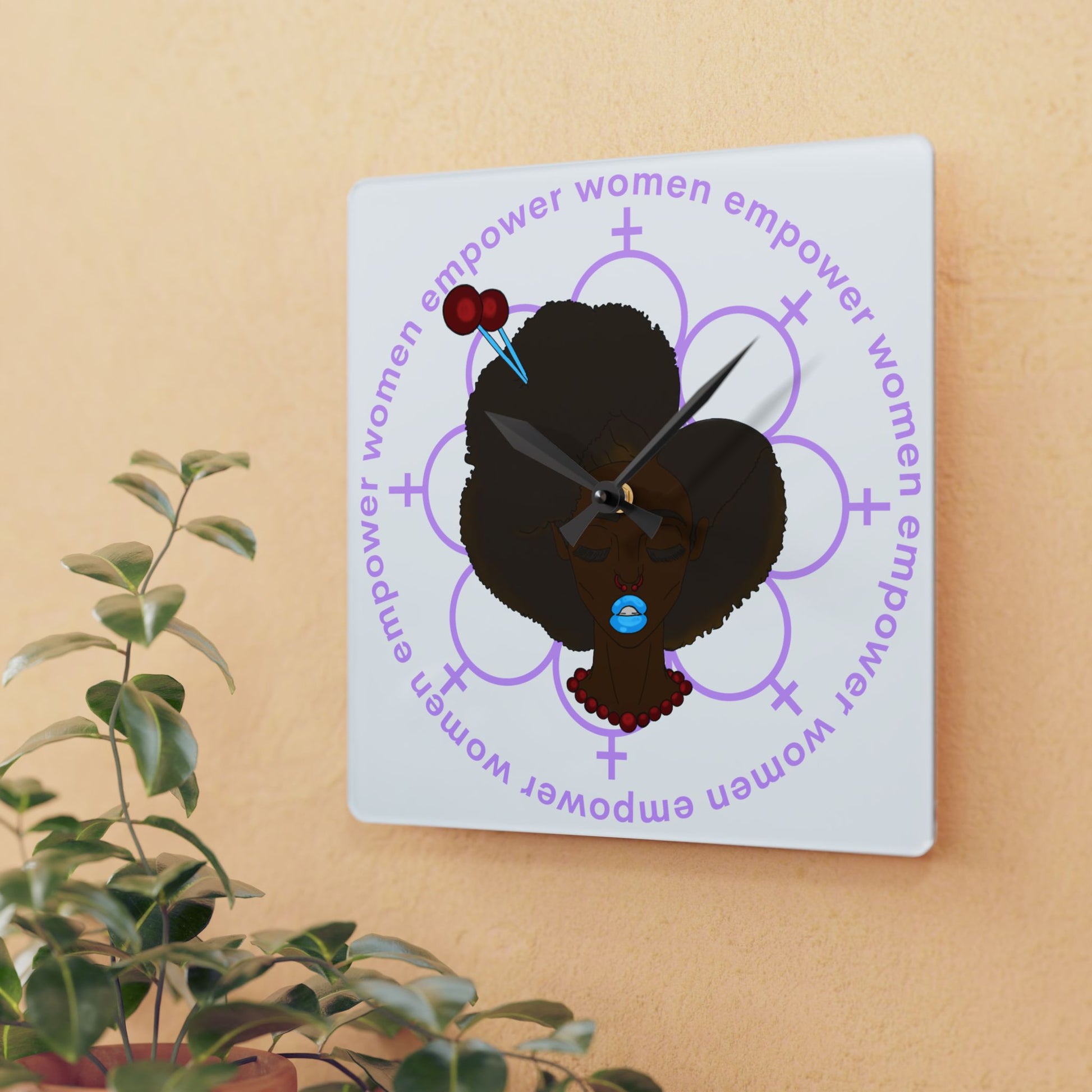 Empowering Woman Acrylic Wall Clock, Feminist Home Decor, Stylish Wall Art, Unique Gift for Her, Black Girl Magic