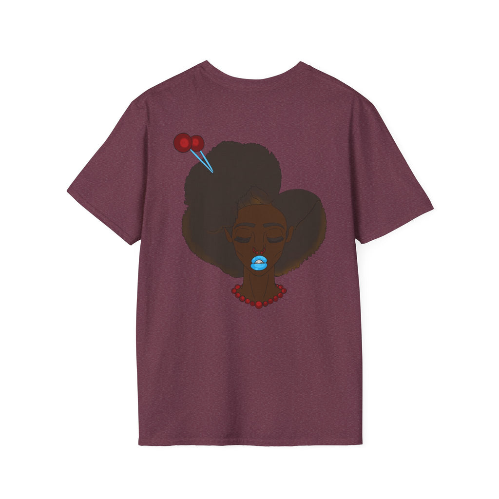 Stylish Graphic Tee with Afro Chibi Design, Cute Casual Top, Gift for Her, Black T-Shirt for Fashion Lovers, Cool Everyday Wear
