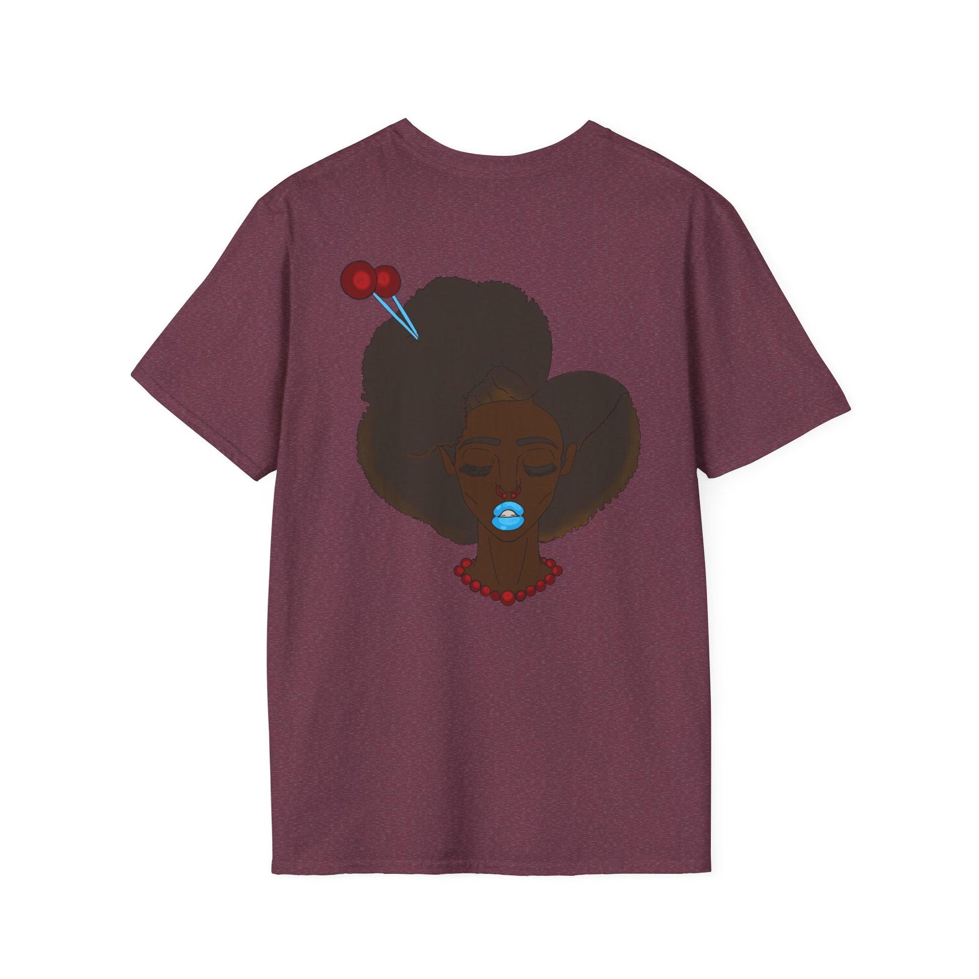 Stylish Graphic Tee with Afro Chibi Design, Cute Casual Top, Gift for Her, Black T-Shirt for Fashion Lovers, Cool Everyday Wear