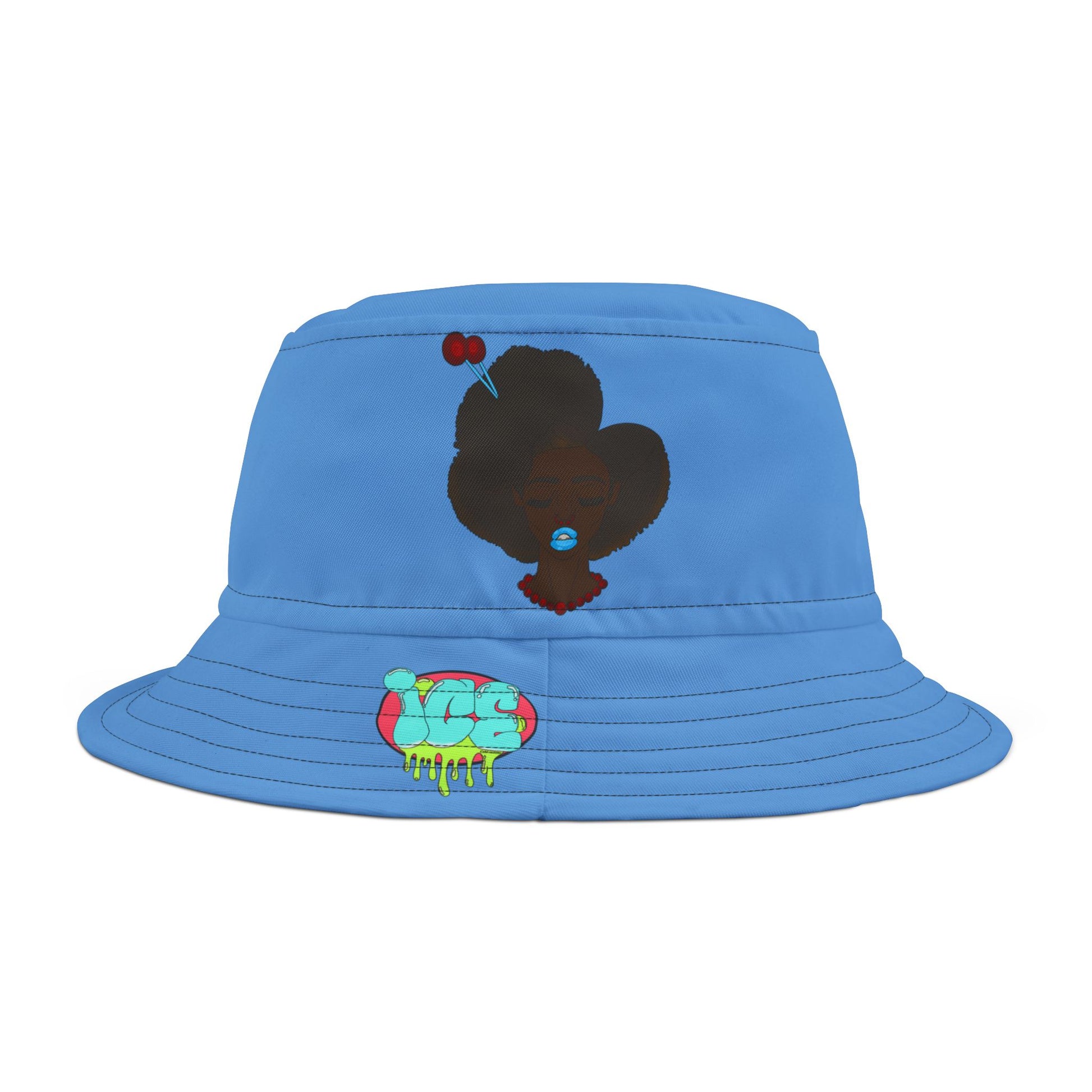 Fun AOP Bucket Hat with Cherry Design, Summer Hat, Gift for Friends, Trendy Beachwear, Outdoor Accessories, Unisex Headwear