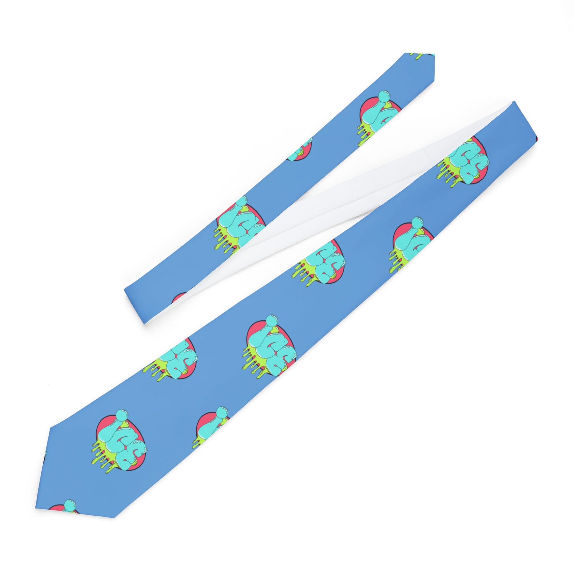 Fun Holiday Necktie, Playful Blue Tie, Christmas Gift Tie, Men's Accessories, Unique Office Wear, Stylish Gift for Him