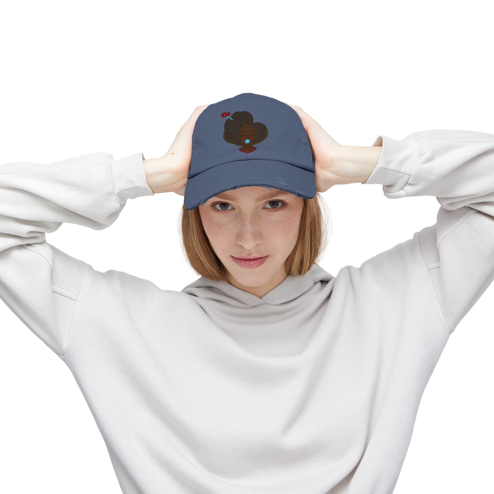Unisex Distressed Cap with Unique Graphic, Trendy Hat for Everyday Wear, Ideal Gift for Her or Him, Summer Accessory, Casual Fashion