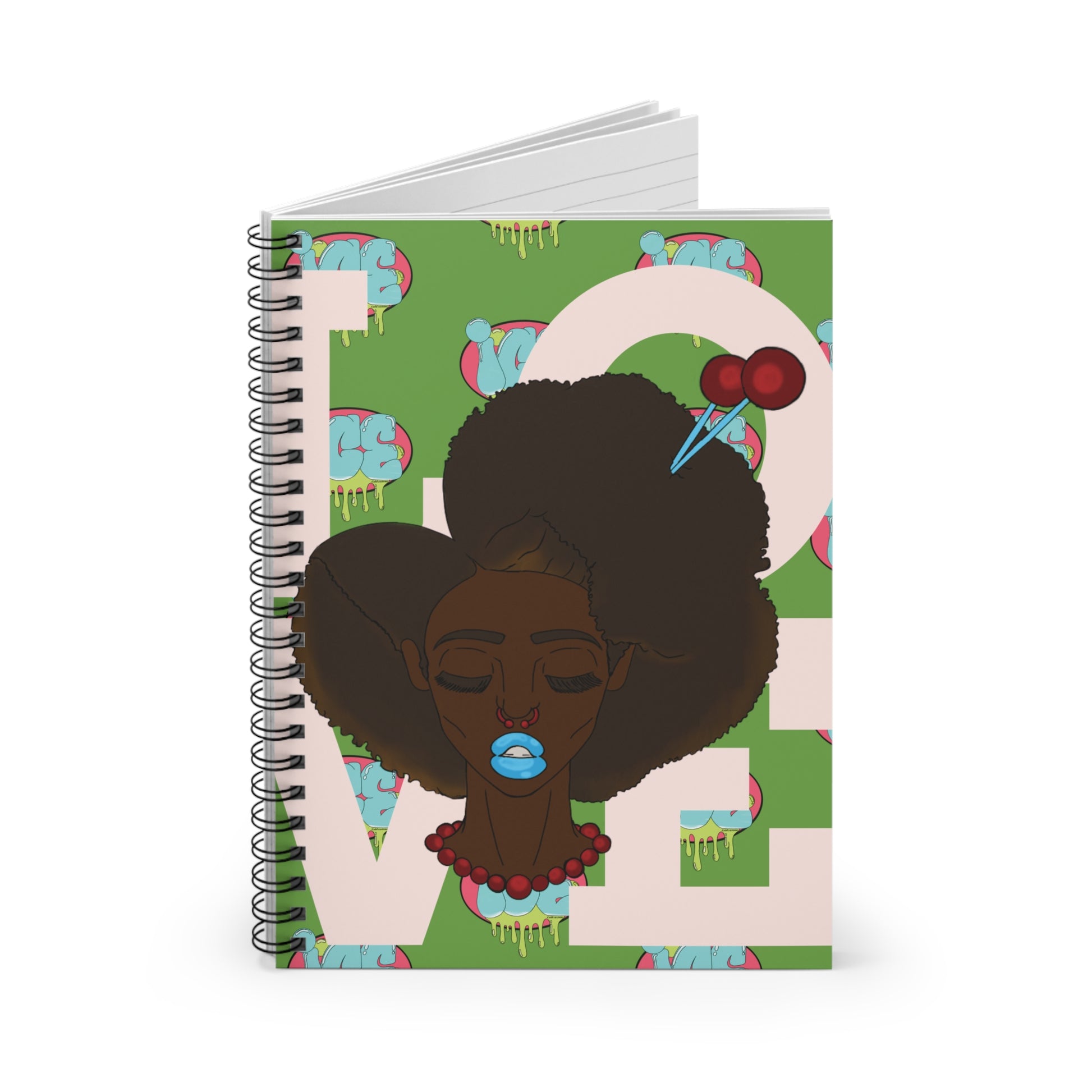 Love Themed Spiral Notebook - Hand-Drawn Art, Journal, School Supplies, Gifts for Her, Note-taking