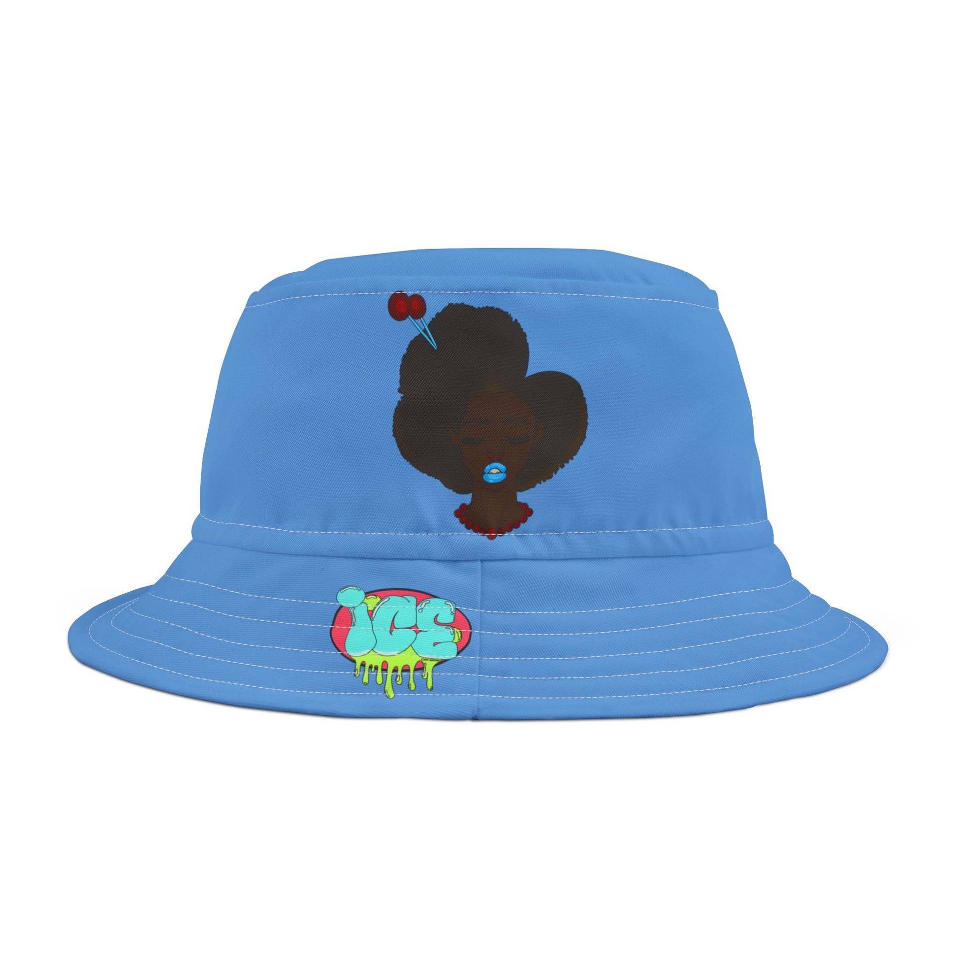 Fun AOP Bucket Hat with Cherry Design, Summer Hat, Gift for Friends, Trendy Beachwear, Outdoor Accessories, Unisex Headwear