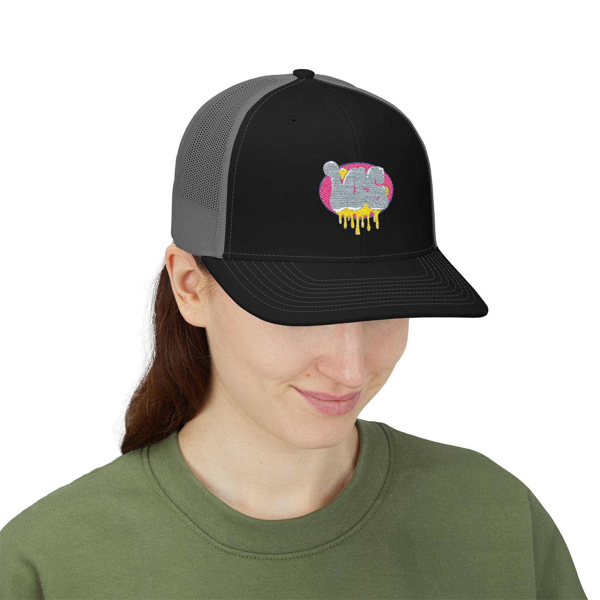 Cute Cat Embroidered Snapback Trucker Cap, Cat Lover Gift, Animal Hat, Adjustable Cap for Summer, Fashionable Headwear, Unique Accessories