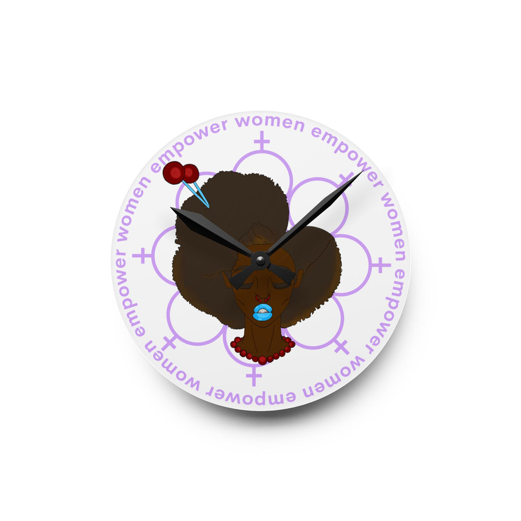 Empowering Woman Acrylic Wall Clock, Feminist Home Decor, Stylish Wall Art, Unique Gift for Her, Black Girl Magic