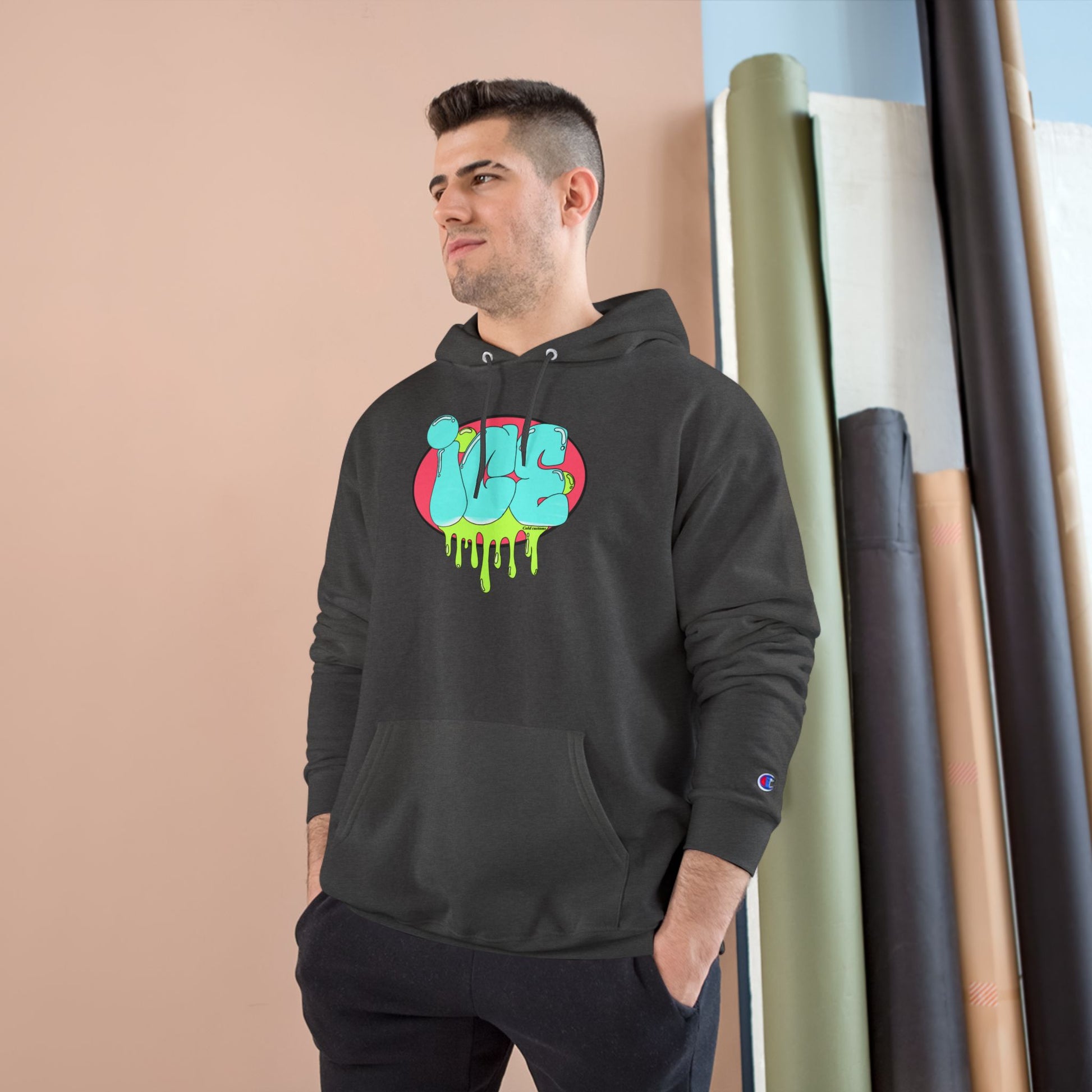 Ice Drip Champion Hoodie - Stylish Streetwear for Teens, Gift for Birthdays, Hip Hop Fashion, Cozy Casual Wear, Unique Graphic Sweatshirt