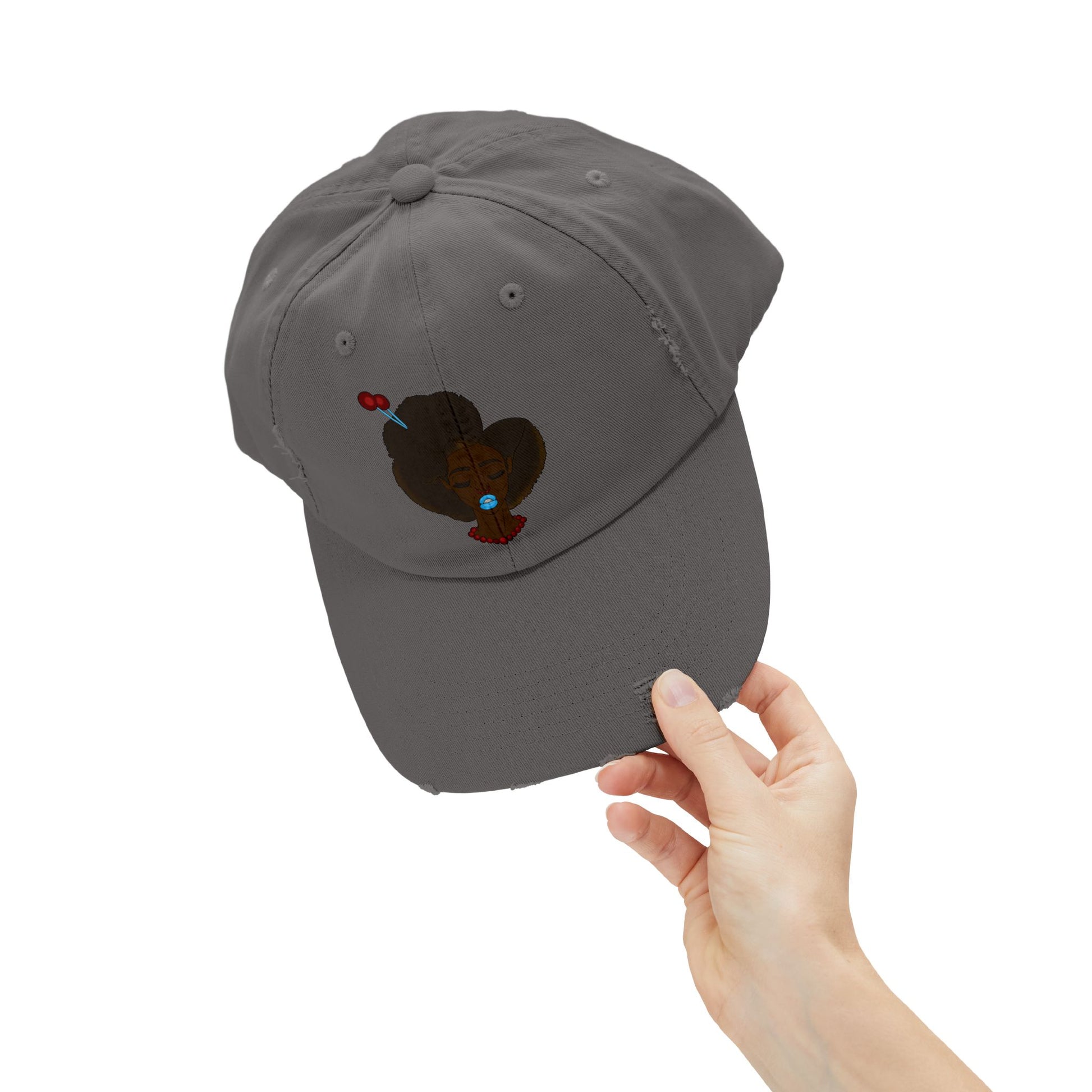 Unisex Distressed Cap with Unique Graphic, Trendy Hat for Everyday Wear, Ideal Gift for Her or Him, Summer Accessory, Casual Fashion