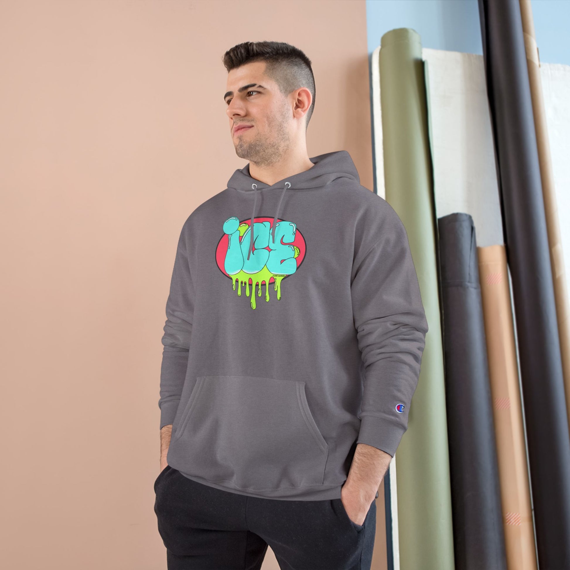 Ice Drip Champion Hoodie - Stylish Streetwear for Teens, Gift for Birthdays, Hip Hop Fashion, Cozy Casual Wear, Unique Graphic Sweatshirt