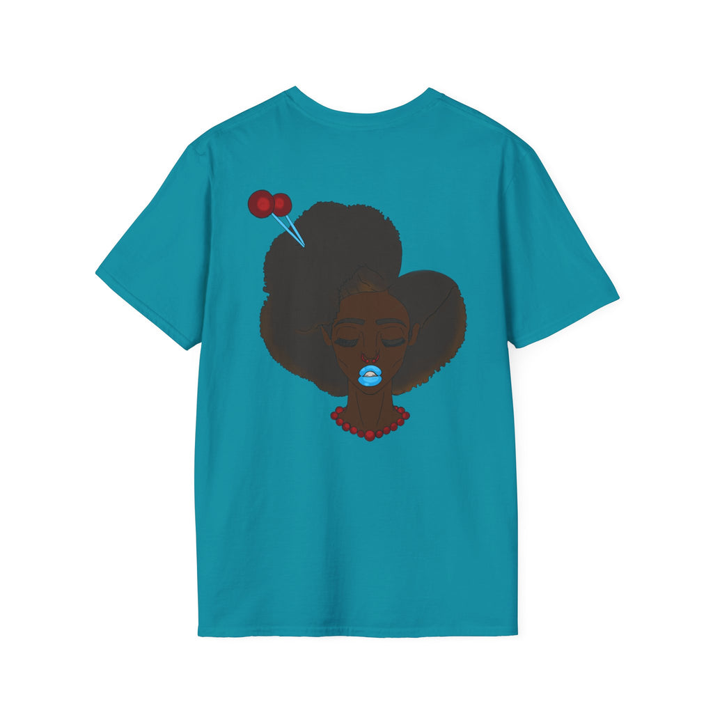 Stylish Graphic Tee with Afro Chibi Design, Cute Casual Top, Gift for Her, Black T-Shirt for Fashion Lovers, Cool Everyday Wear