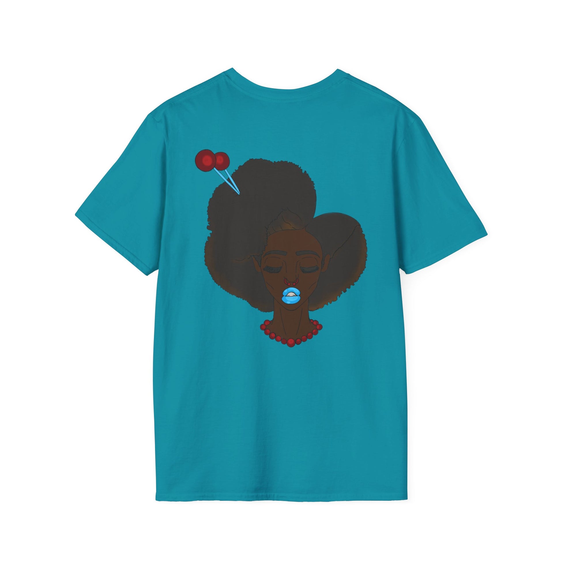 Stylish Graphic Tee with Afro Chibi Design, Cute Casual Top, Gift for Her, Black T-Shirt for Fashion Lovers, Cool Everyday Wear