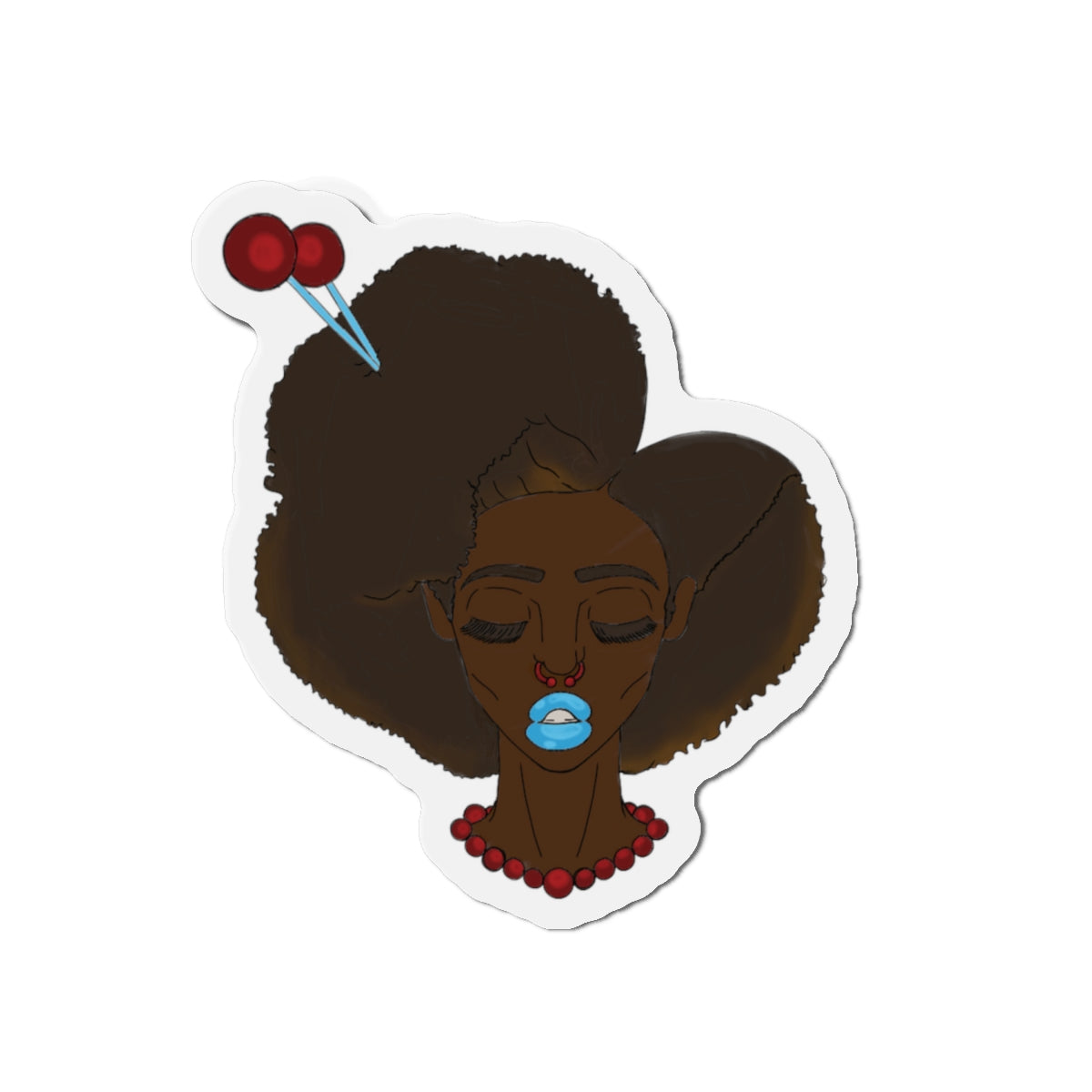 Artistic Afro Woman Die-Cut Magnet, Feminine Home Decor, Fridge Magnet, Unique Gift, Black Culture Art