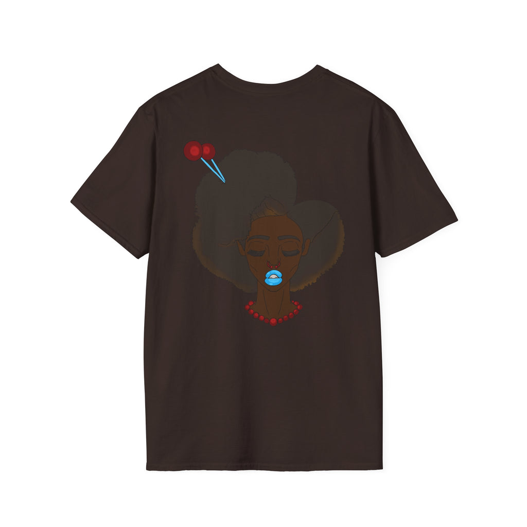 Stylish Graphic Tee with Afro Chibi Design, Cute Casual Top, Gift for Her, Black T-Shirt for Fashion Lovers, Cool Everyday Wear
