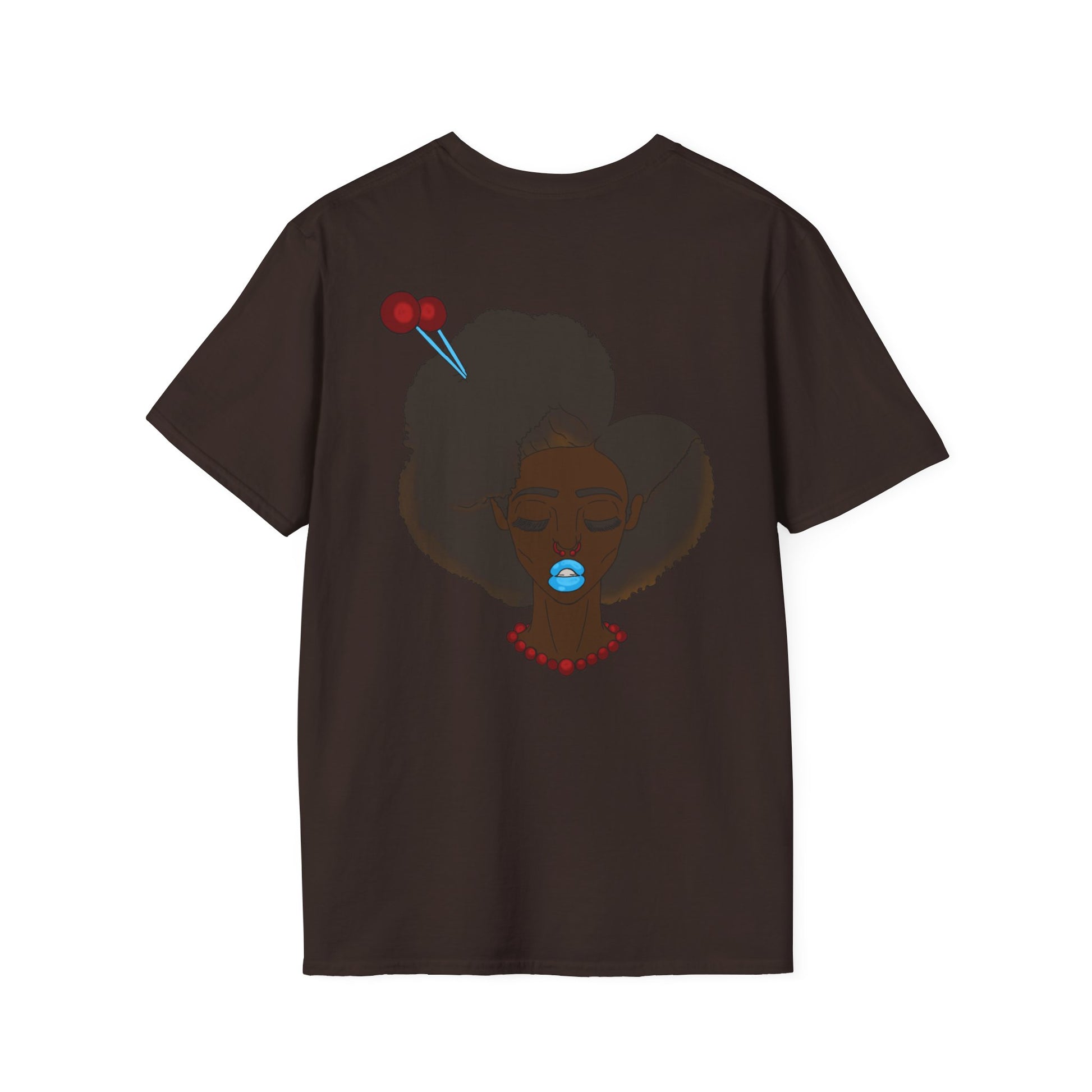 Stylish Graphic Tee with Afro Chibi Design, Cute Casual Top, Gift for Her, Black T-Shirt for Fashion Lovers, Cool Everyday Wear