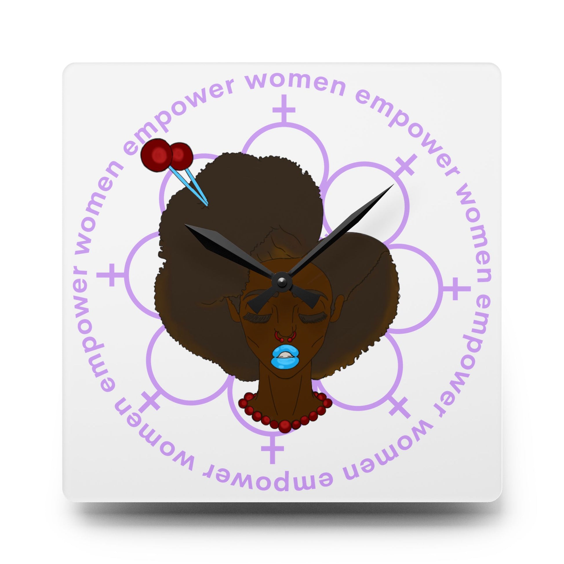 Empowering Woman Acrylic Wall Clock, Feminist Home Decor, Stylish Wall Art, Unique Gift for Her, Black Girl Magic